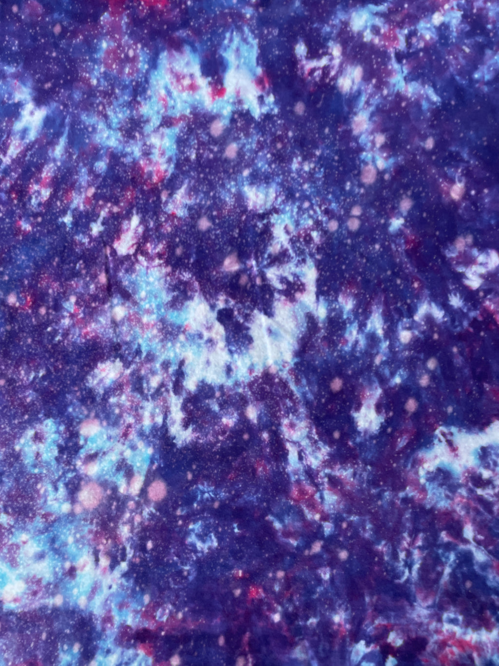 Hand-Printed Skeleton Heart Hands Blue and Purple Tie Dye Short Sleeve T-Shirt | Men's Size XL