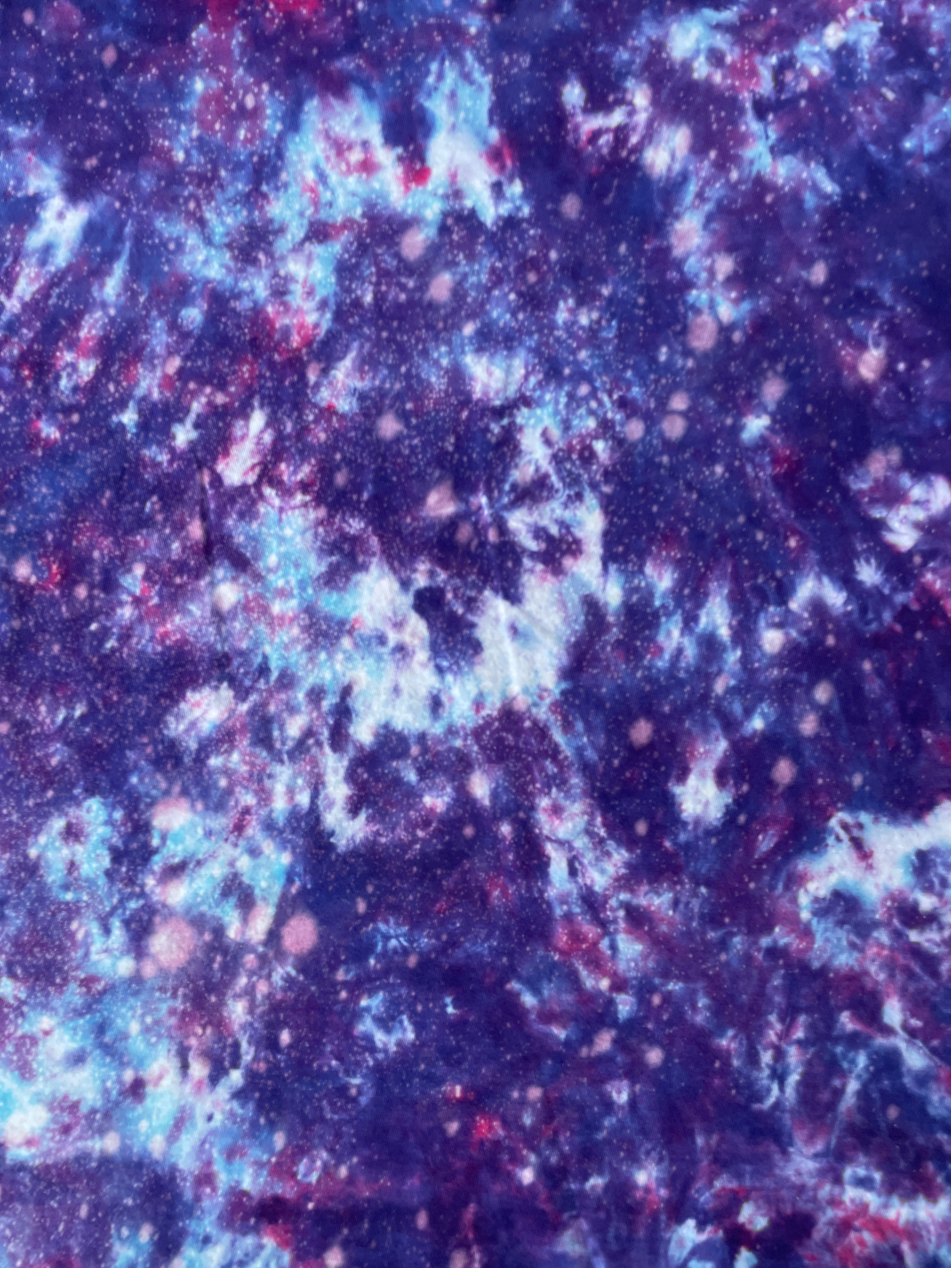 Hand-Printed Skeleton Heart Hands Blue and Purple Tie Dye Short Sleeve T-Shirt | Men's Size XL