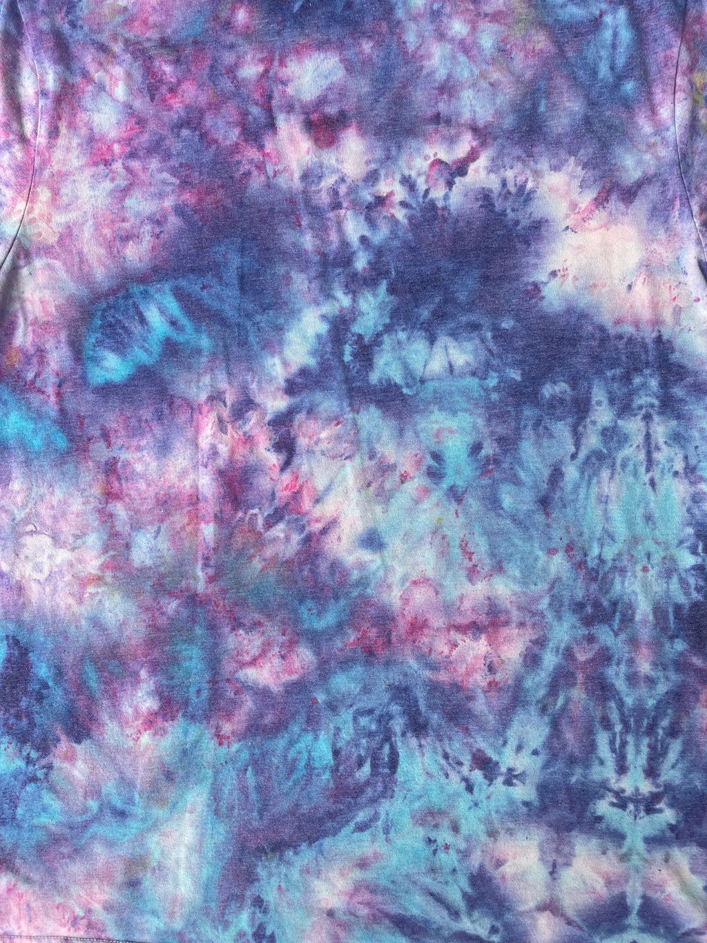 Hand-Printed Alien Blue and Purple Galaxy Dye Short Sleeve T-Shirt | Men's Size XL