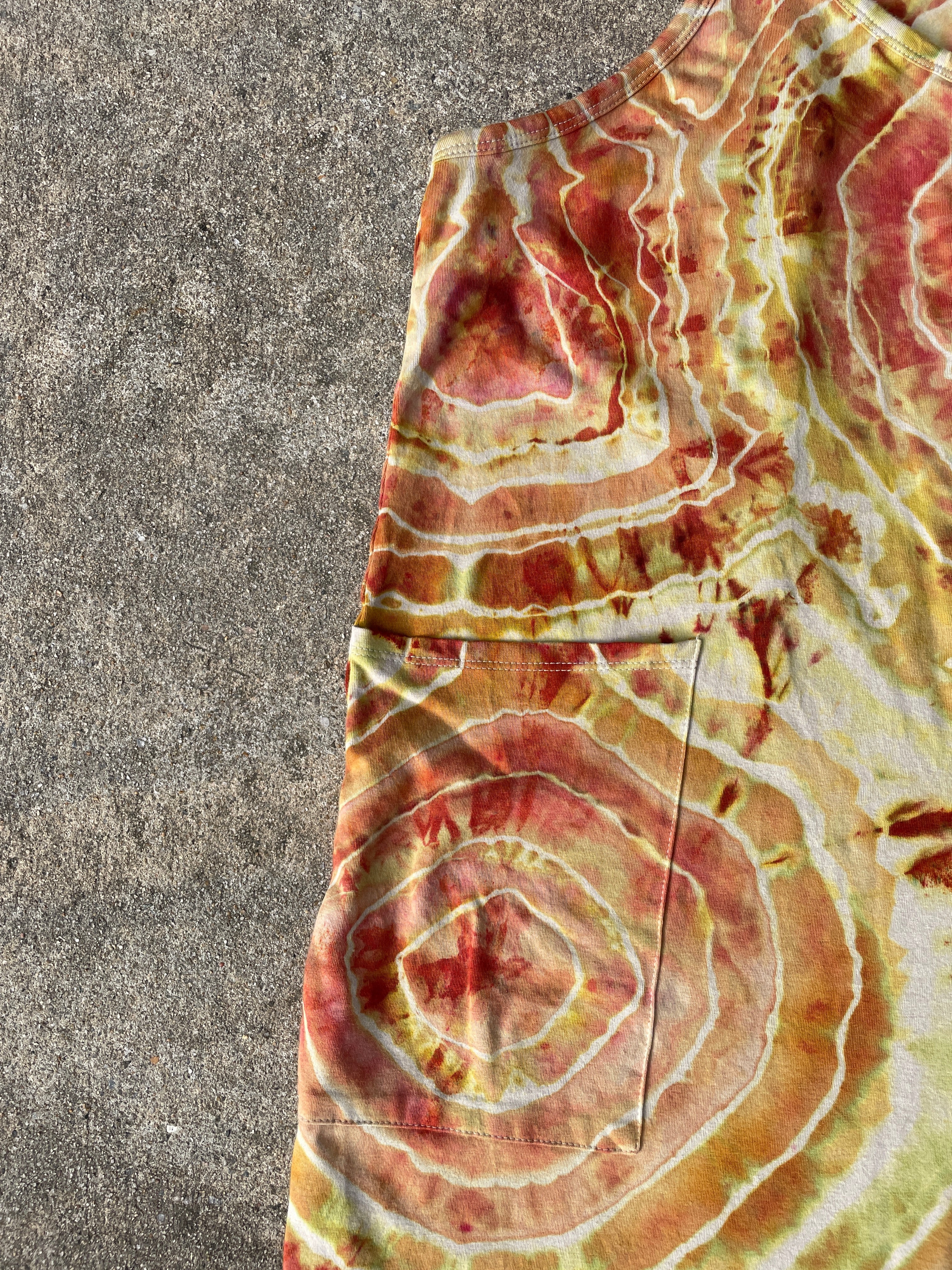 Desert Sun Tie Dye Jumpsuit | Women's Size Large/XL | Red, Orange, Yellow Geode Jumper