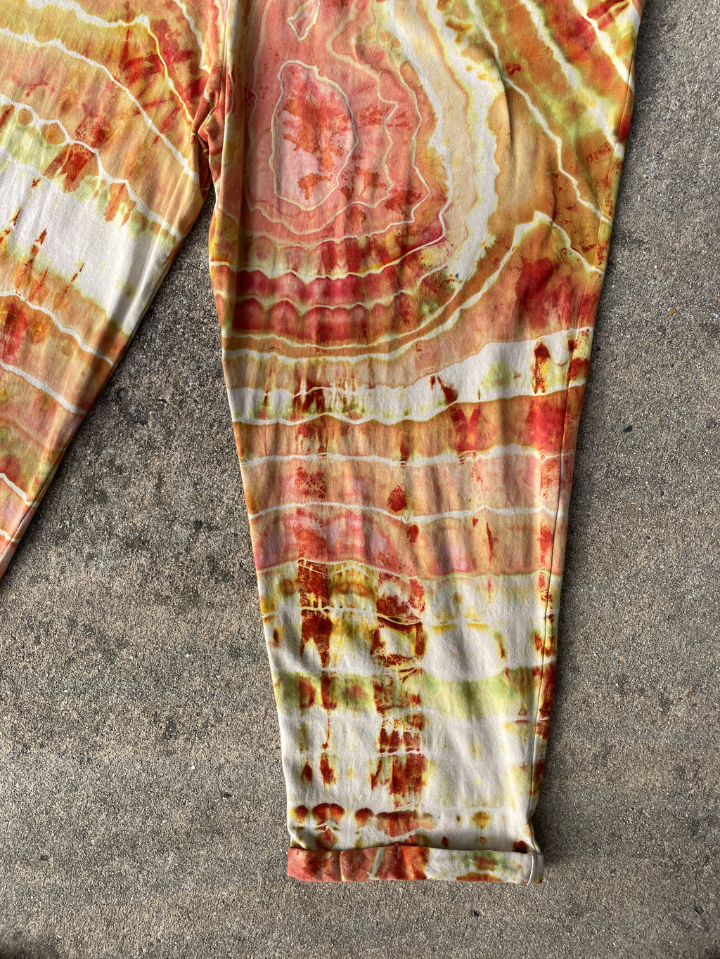 Desert Sun Tie Dye Jumpsuit | Women's Size Large/XL | Red, Orange, Yellow Geode Jumper
