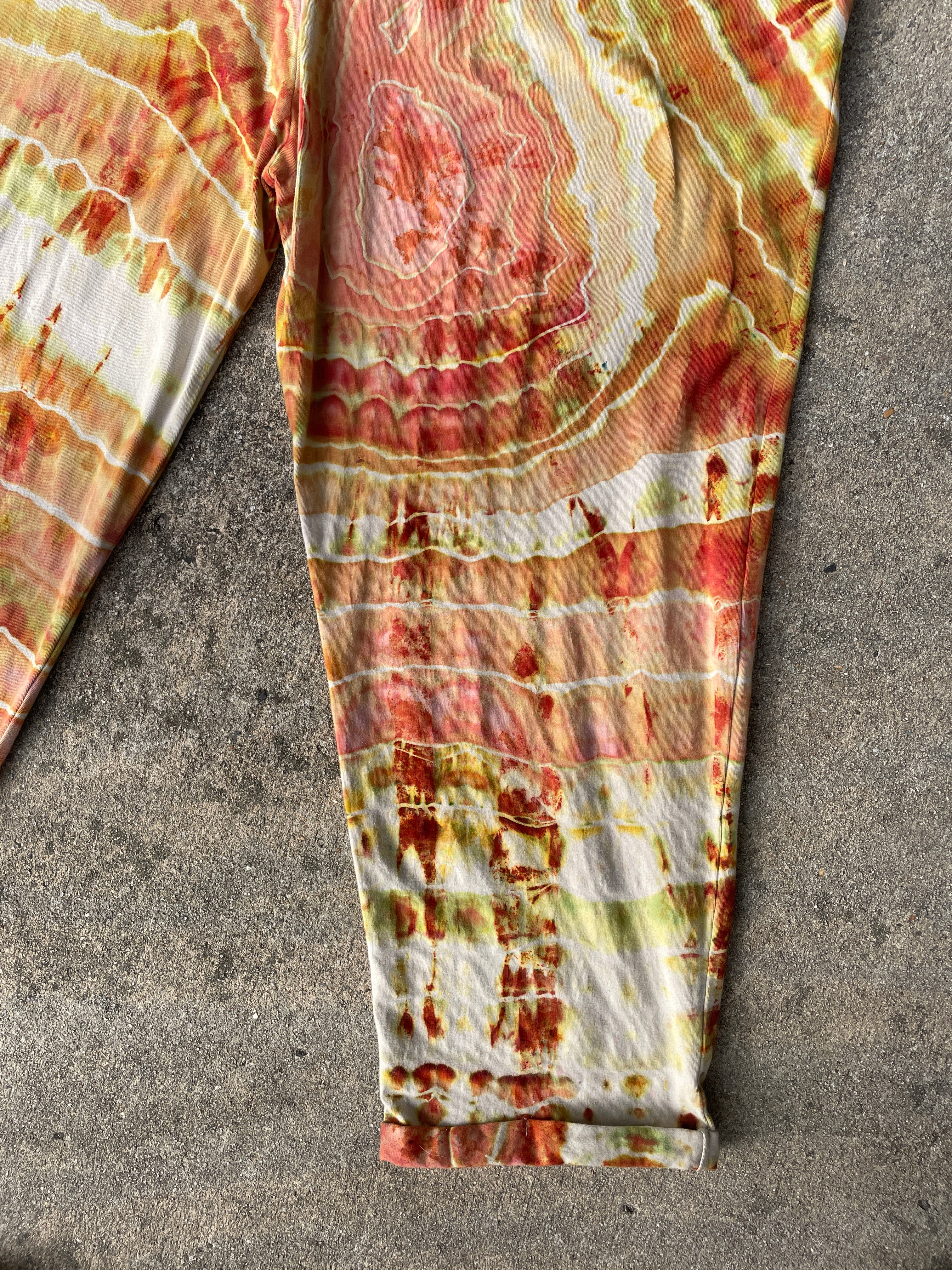 Desert Sun Tie Dye Jumpsuit | Women's Size Large/XL | Red, Orange, Yellow Geode Jumper