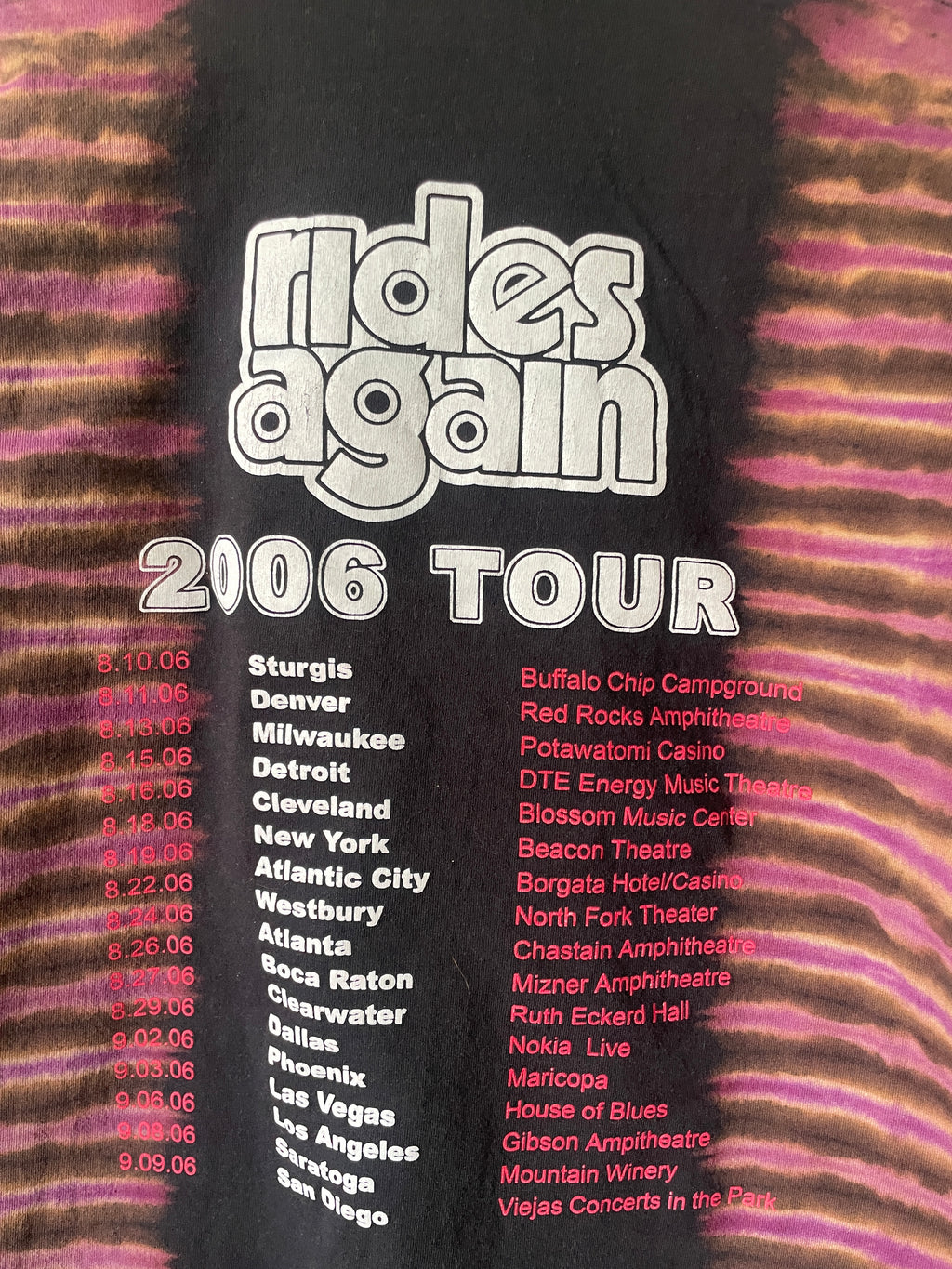 James Gang Rides Again 2006 Tour Handmade Tie Dye Short Sleeve T-Shirt | One-Of-a-Kind Upcycled Black and Purple Pleated Top | Men's XL