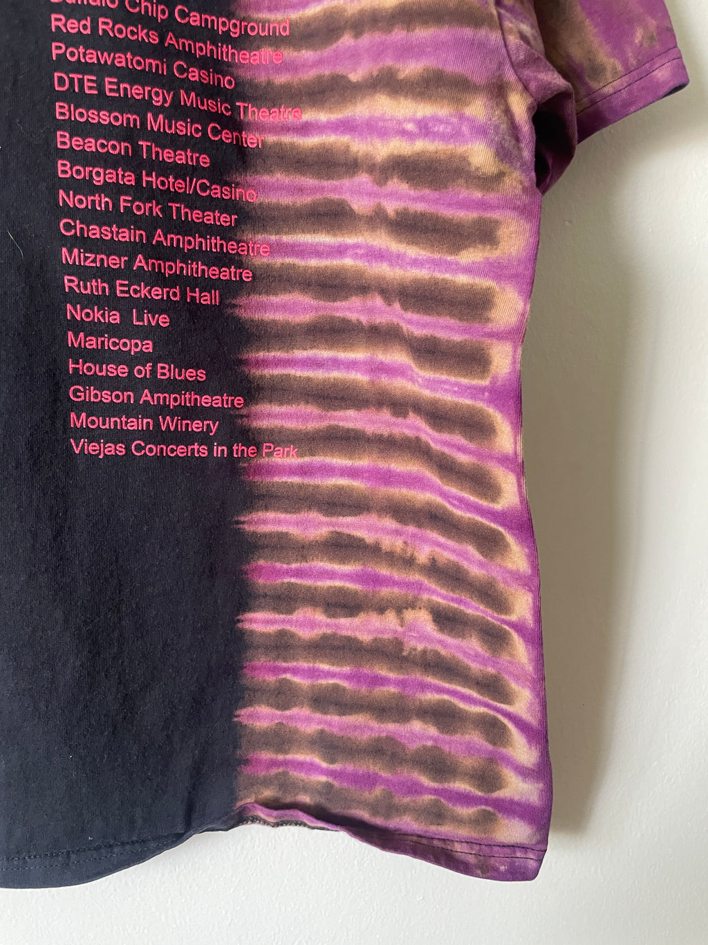 James Gang Rides Again 2006 Tour Handmade Tie Dye Short Sleeve T-Shirt | One-Of-a-Kind Upcycled Black and Purple Pleated Top | Men's XL
