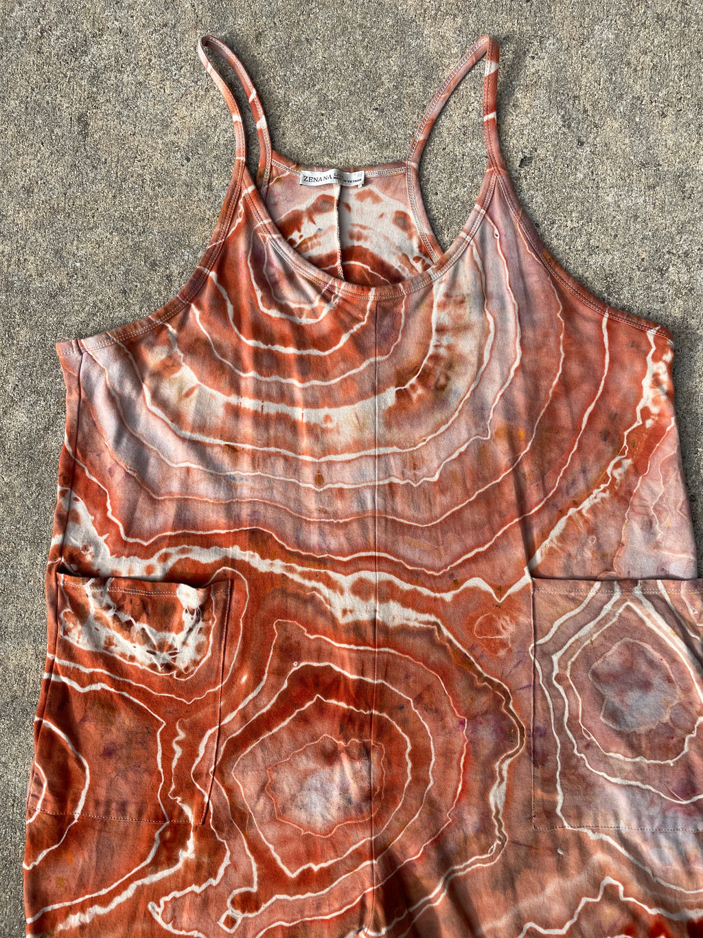 Sandstone Tie Dye Jumpsuit | Women's Size Large/XL | Terracotta Earth Tones Geode Jumper