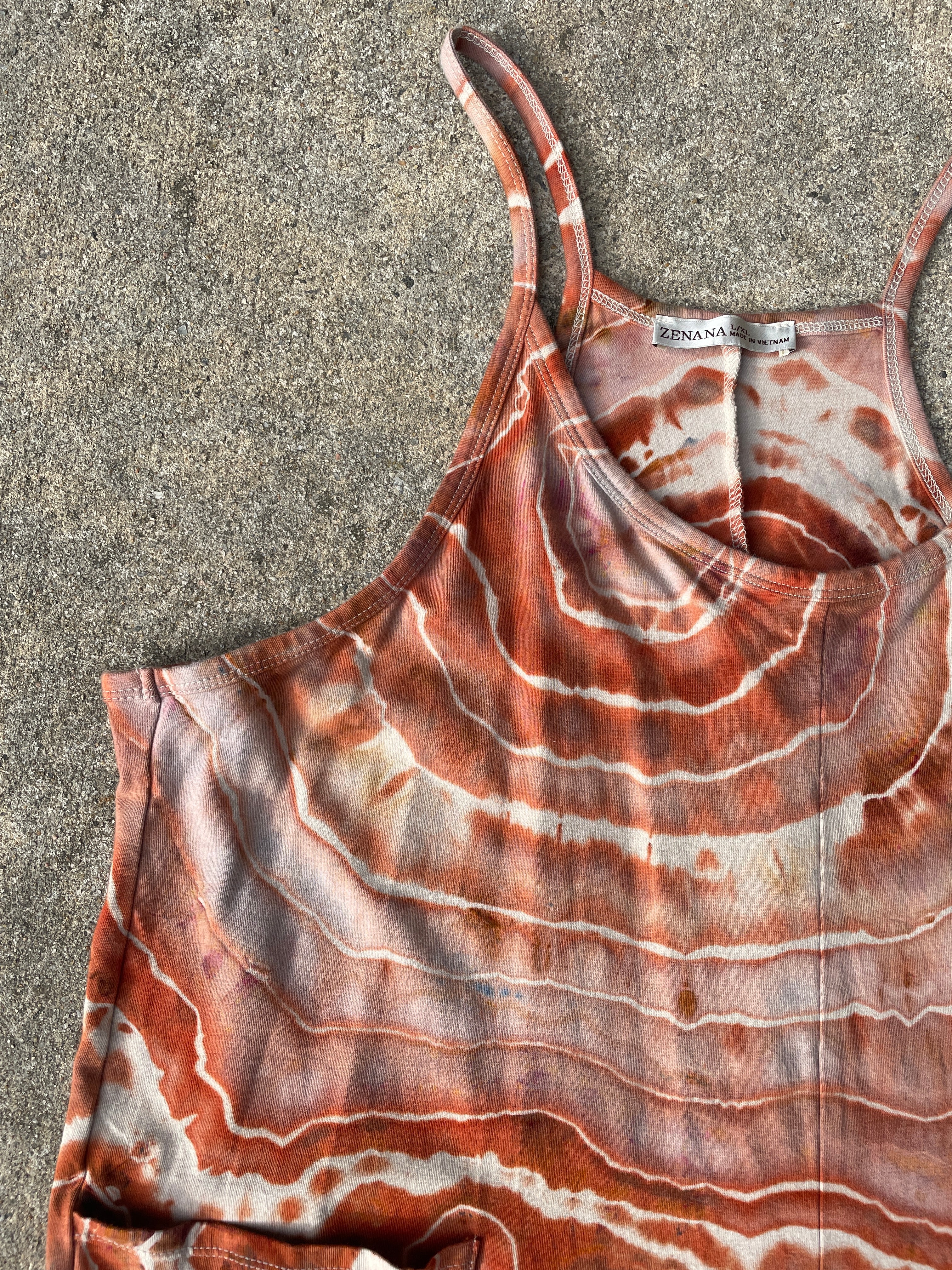 Sandstone Tie Dye Jumpsuit | Women's Size Large/XL | Terracotta Earth Tones Geode Jumper