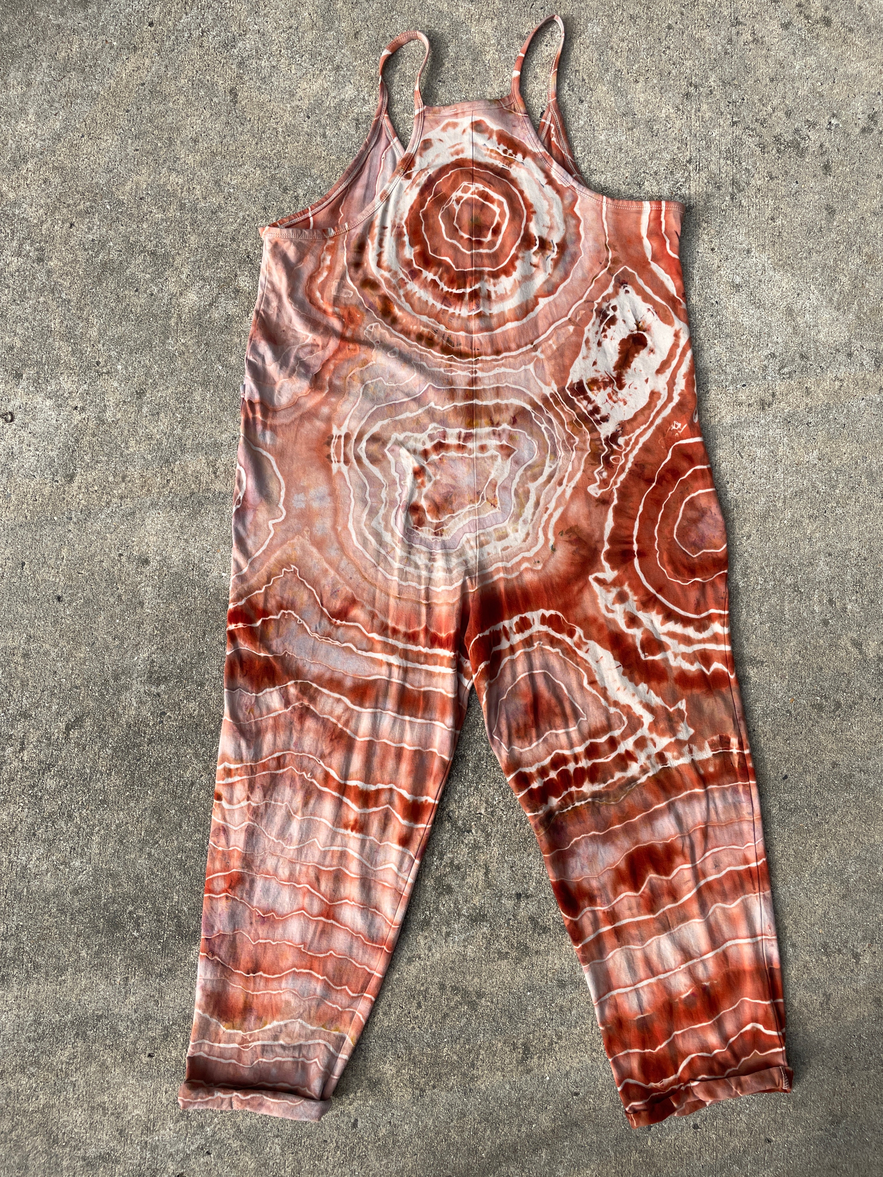Sandstone Tie Dye Jumpsuit | Women's Size Large/XL | Terracotta Earth Tones Geode Jumper