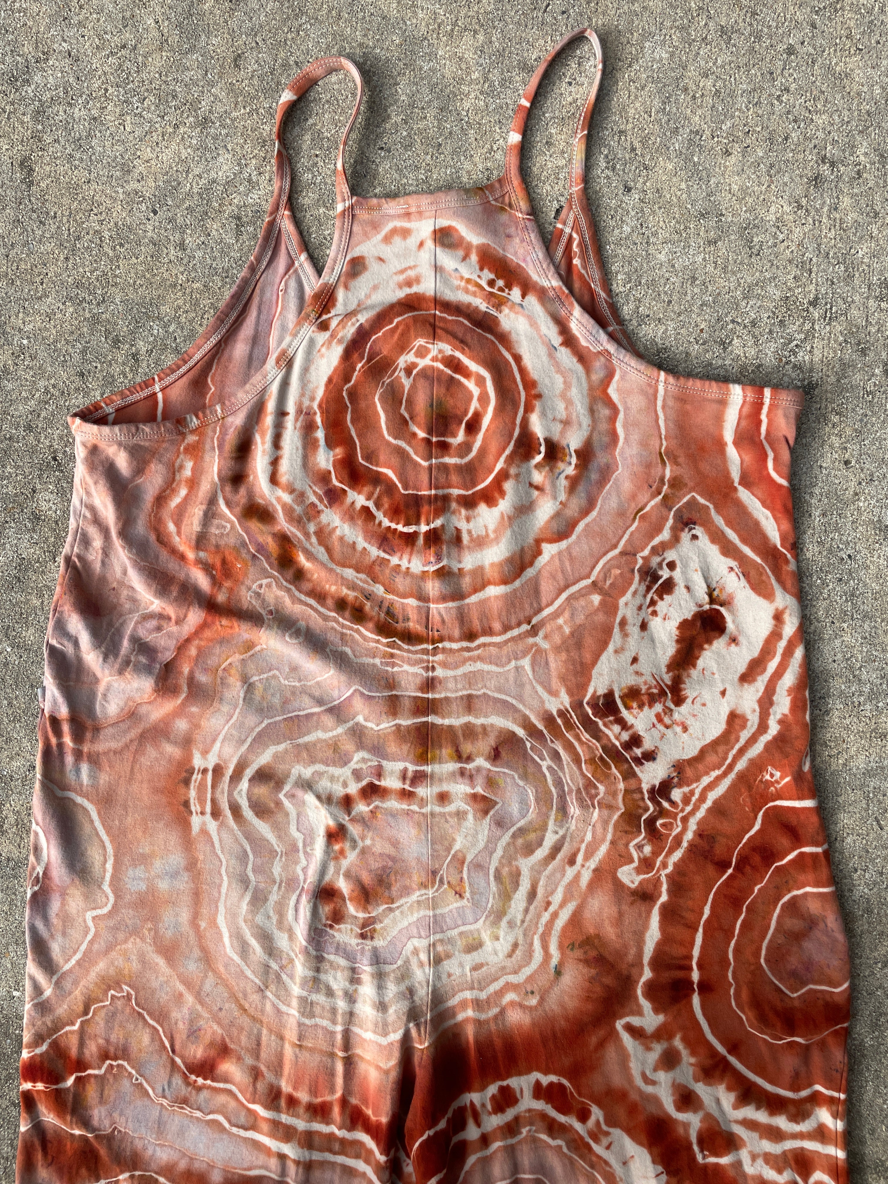 Sandstone Tie Dye Jumpsuit | Women's Size Large/XL | Terracotta Earth Tones Geode Jumper
