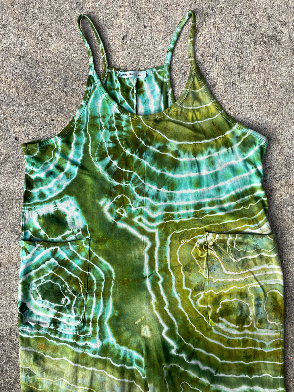 Groovy Green Tie Dye Jumpsuit | Women's Size Large/XL | Green and Blue Geode Jumper