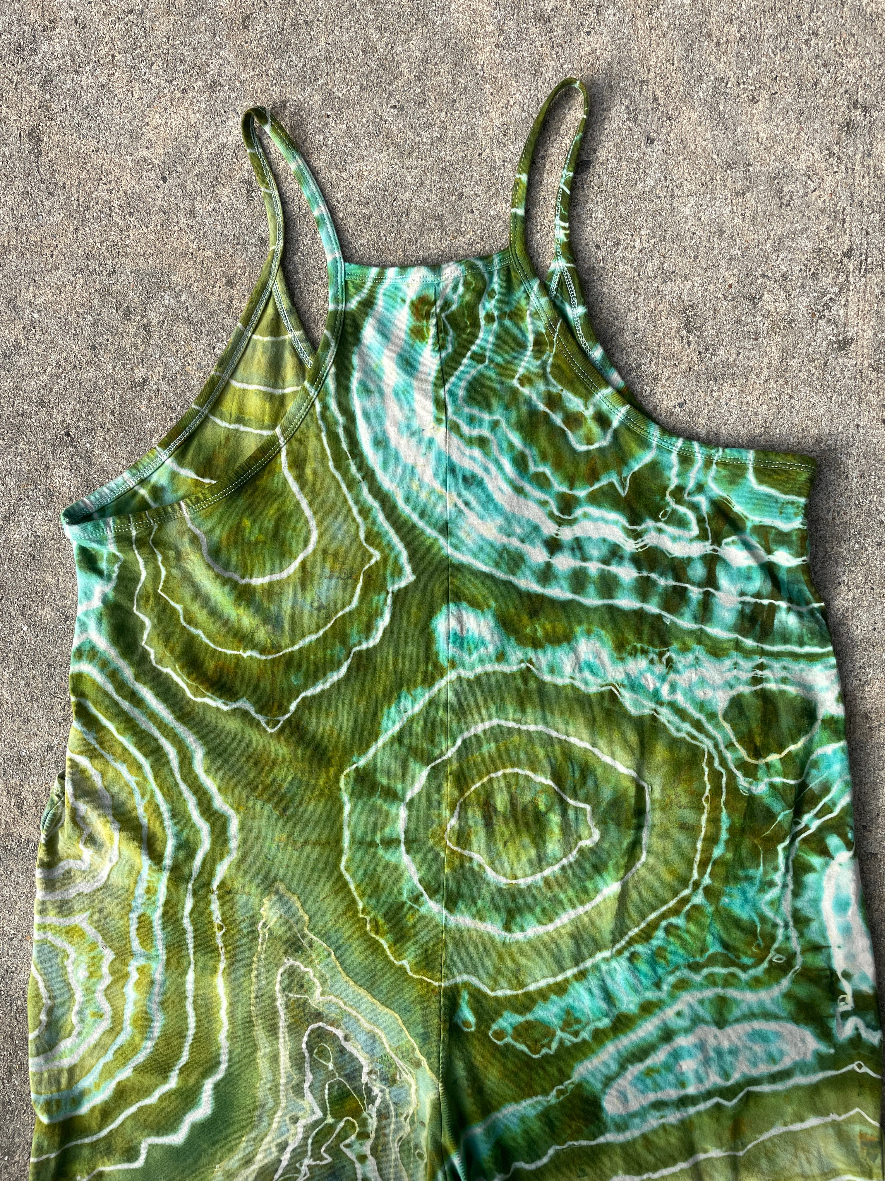 Groovy Green Tie Dye Jumpsuit | Women's Size Large/XL | Green and Blue Geode Jumper