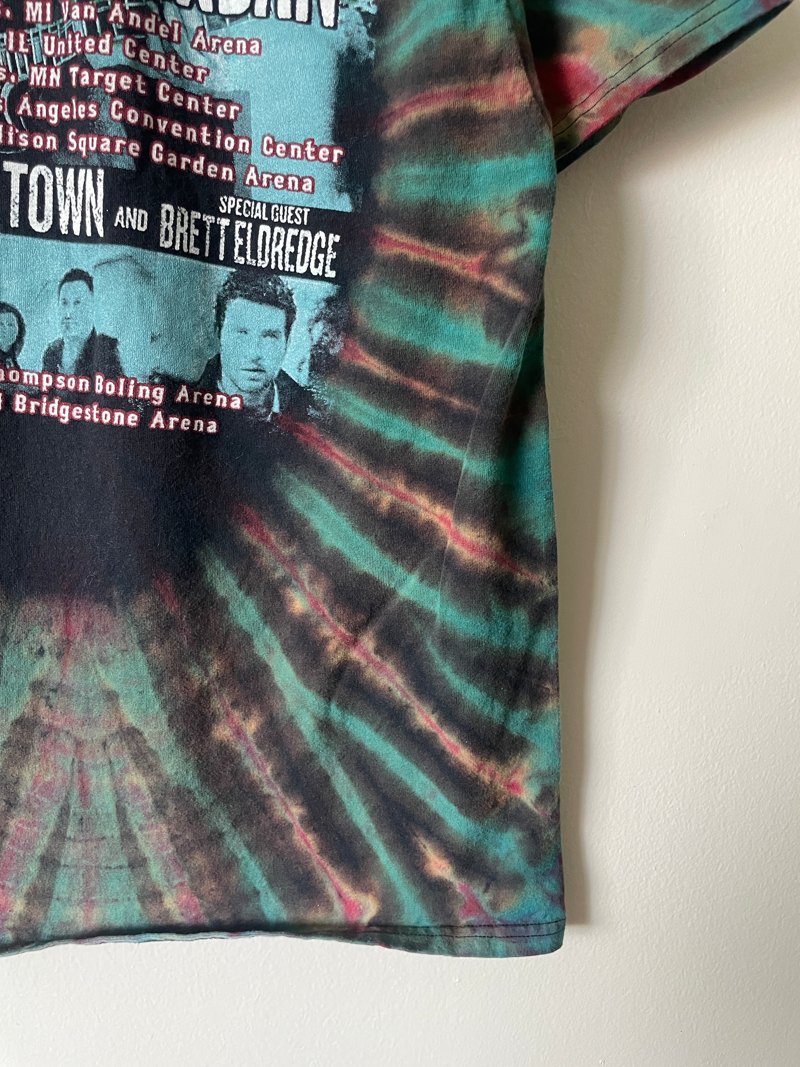 Keith Urban Light the Fuse 2016 Tour Handmade Tie Dye Short Sleeve T-Shirt | One-Of-a-Kind Upcycled Black, Red, and Blue Top | Men's Large