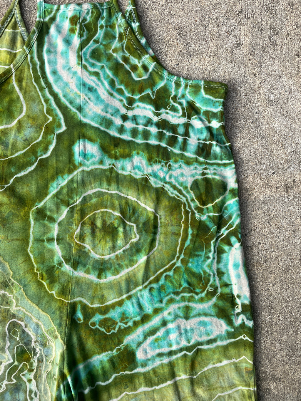 Groovy Green Tie Dye Jumpsuit | Women's Size Large/XL | Green and Blue Geode Jumper