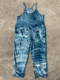 Blue Waves Tie Dye Jumpsuit | Women's Size Large/XL | Blue and White Geode Jumper
