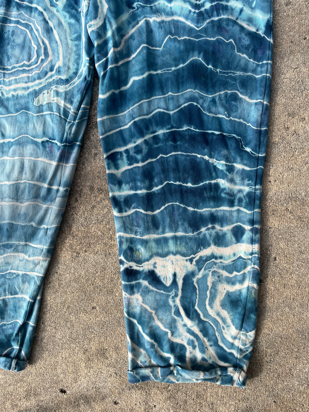 Blue Waves Tie Dye Jumpsuit | Women's Size Large/XL | Blue and White Geode Jumper