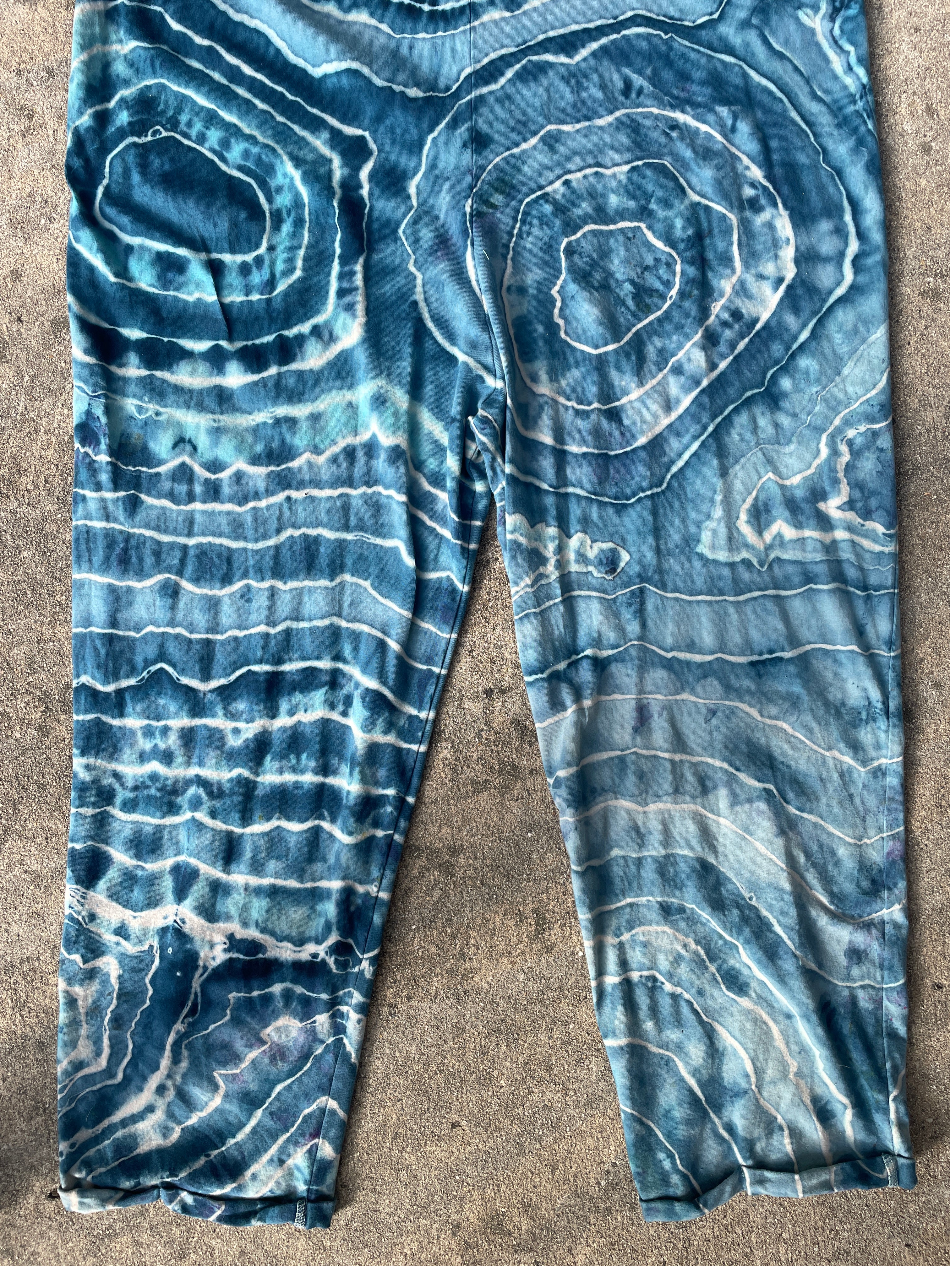 Blue Waves Tie Dye Jumpsuit | Women's Size Large/XL | Blue and White Geode Jumper