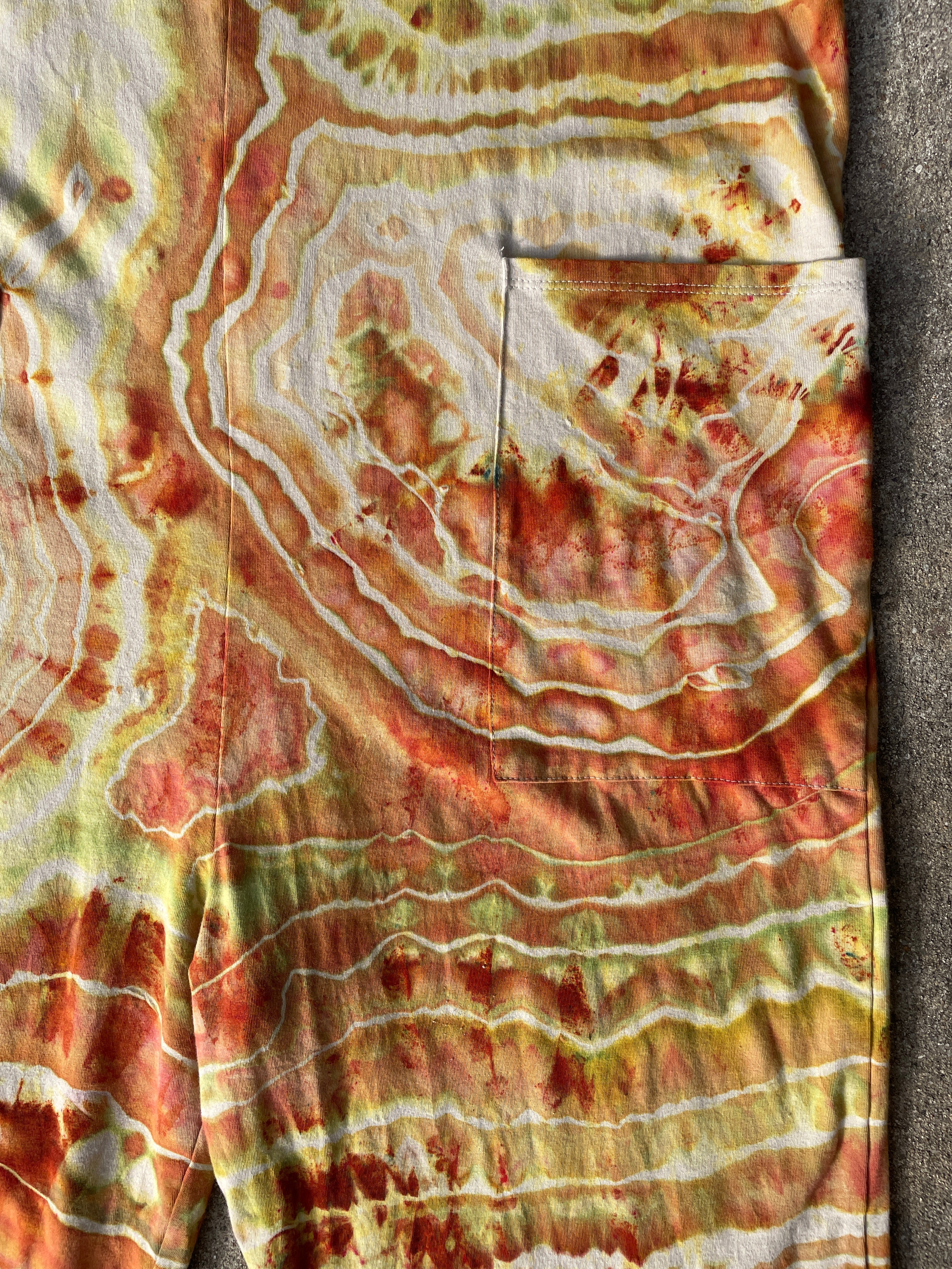 Desert Sun Tie Dye Jumpsuit | Women's Size Small/Medium | Red, Orange, Yellow Geode Jumper