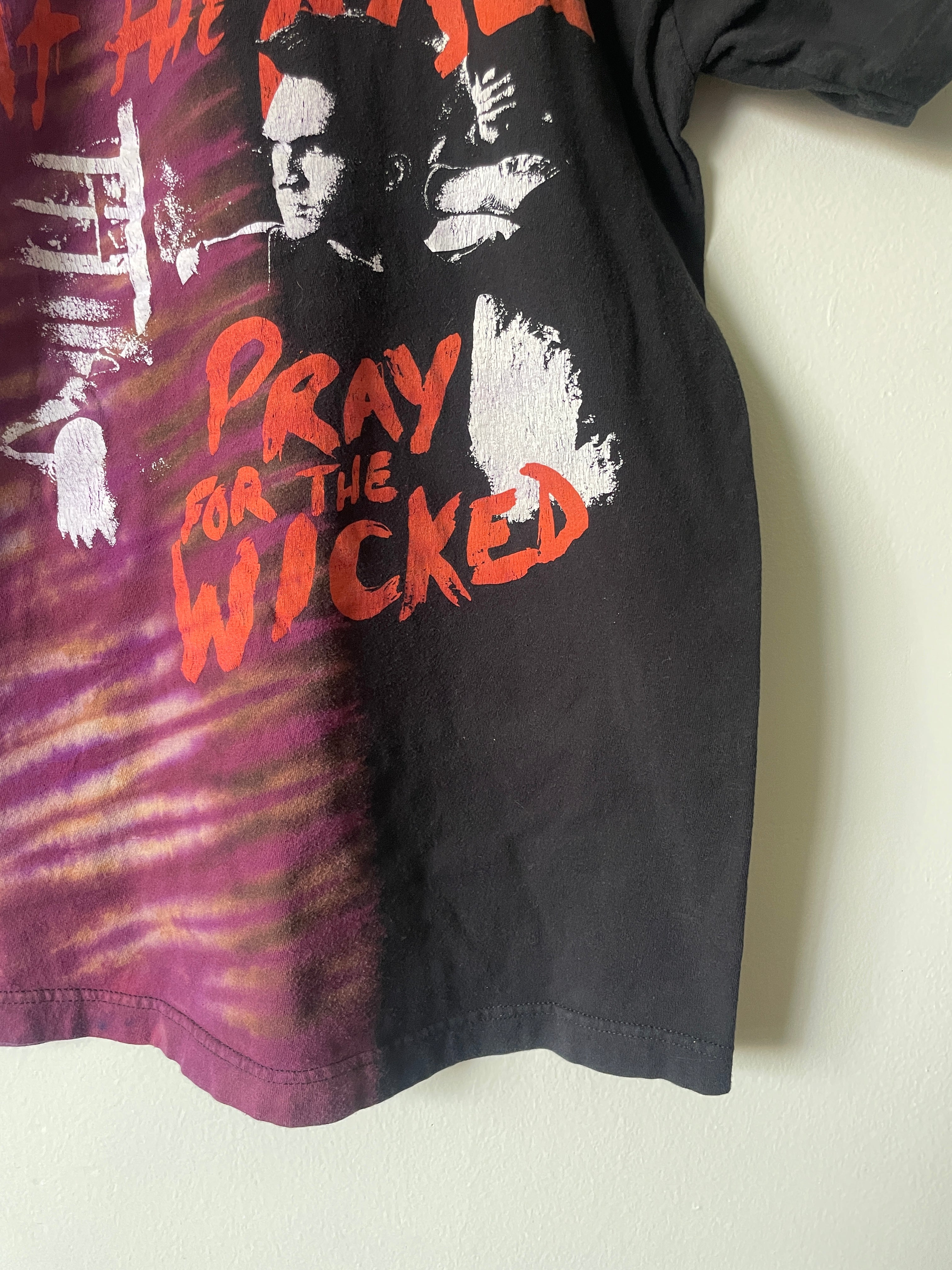 Panic! At the Disco Pray for the Wicked Handmade Tie Dye Short Sleeve T-Shirt | One-Of-a-Kind Upcycled Black and Pink Top | Men's Medium