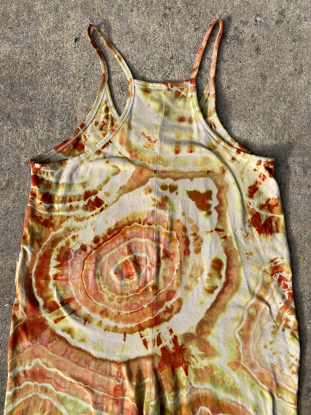 Desert Sun Tie Dye Jumpsuit | Women's Size Small/Medium | Red, Orange, Yellow Geode Jumper