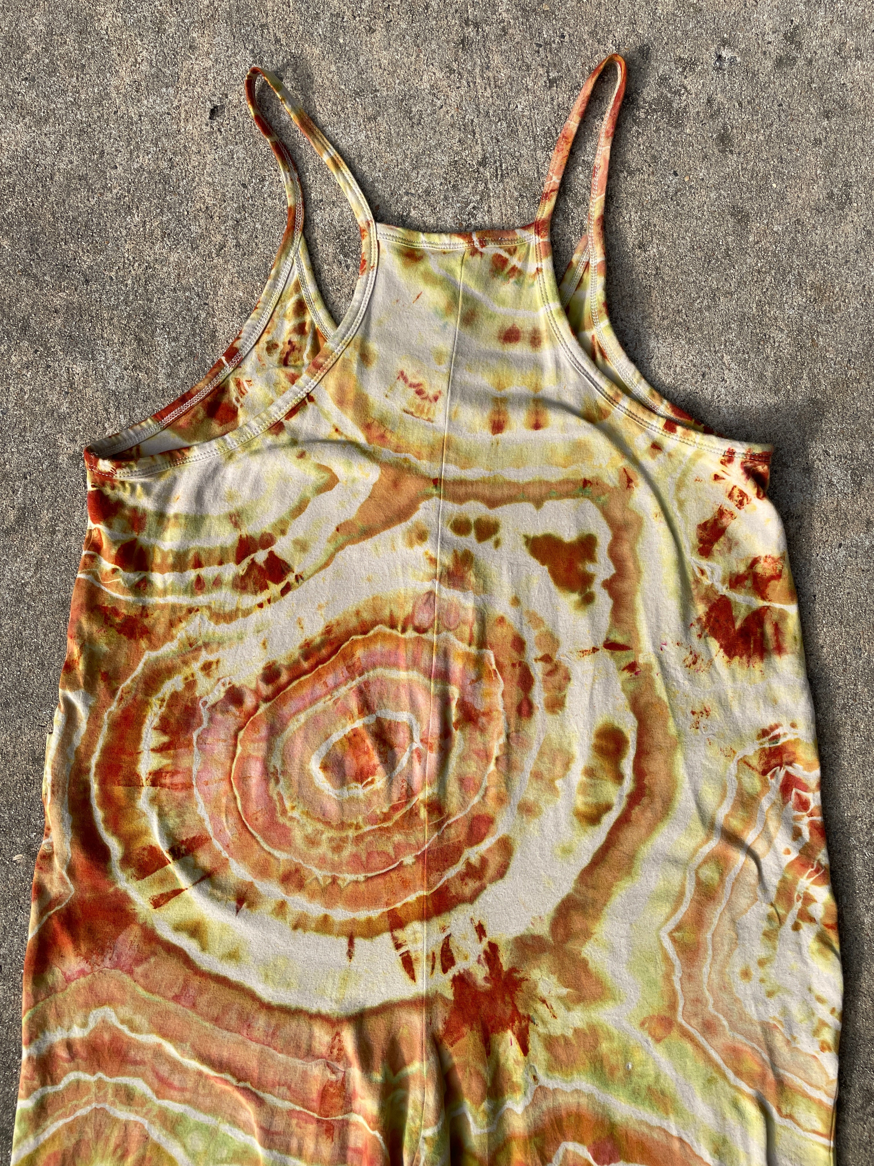Desert Sun Tie Dye Jumpsuit | Women's Size Small/Medium | Red, Orange, Yellow Geode Jumper