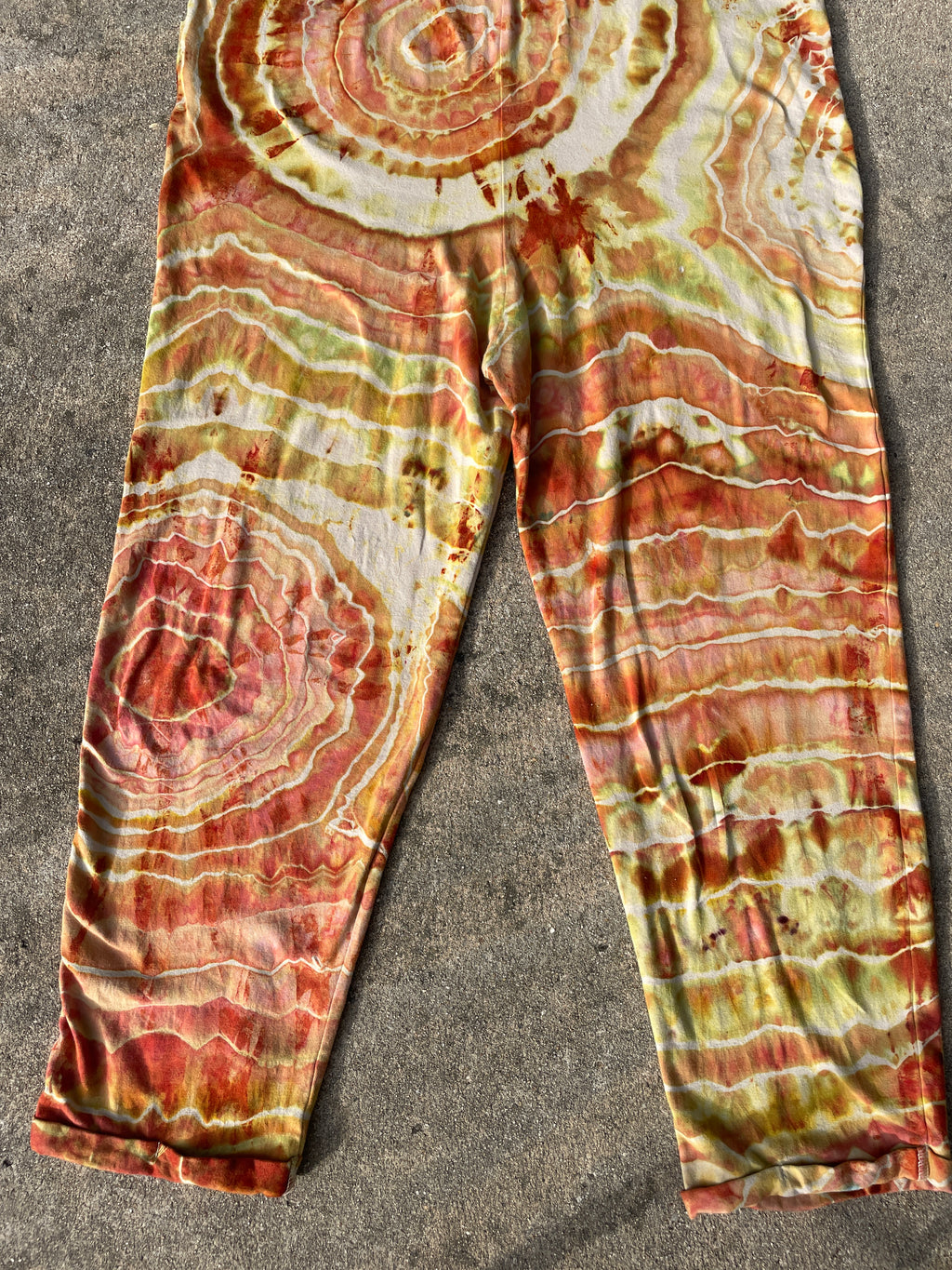 Desert Sun Tie Dye Jumpsuit | Women's Size Small/Medium | Red, Orange, Yellow Geode Jumper
