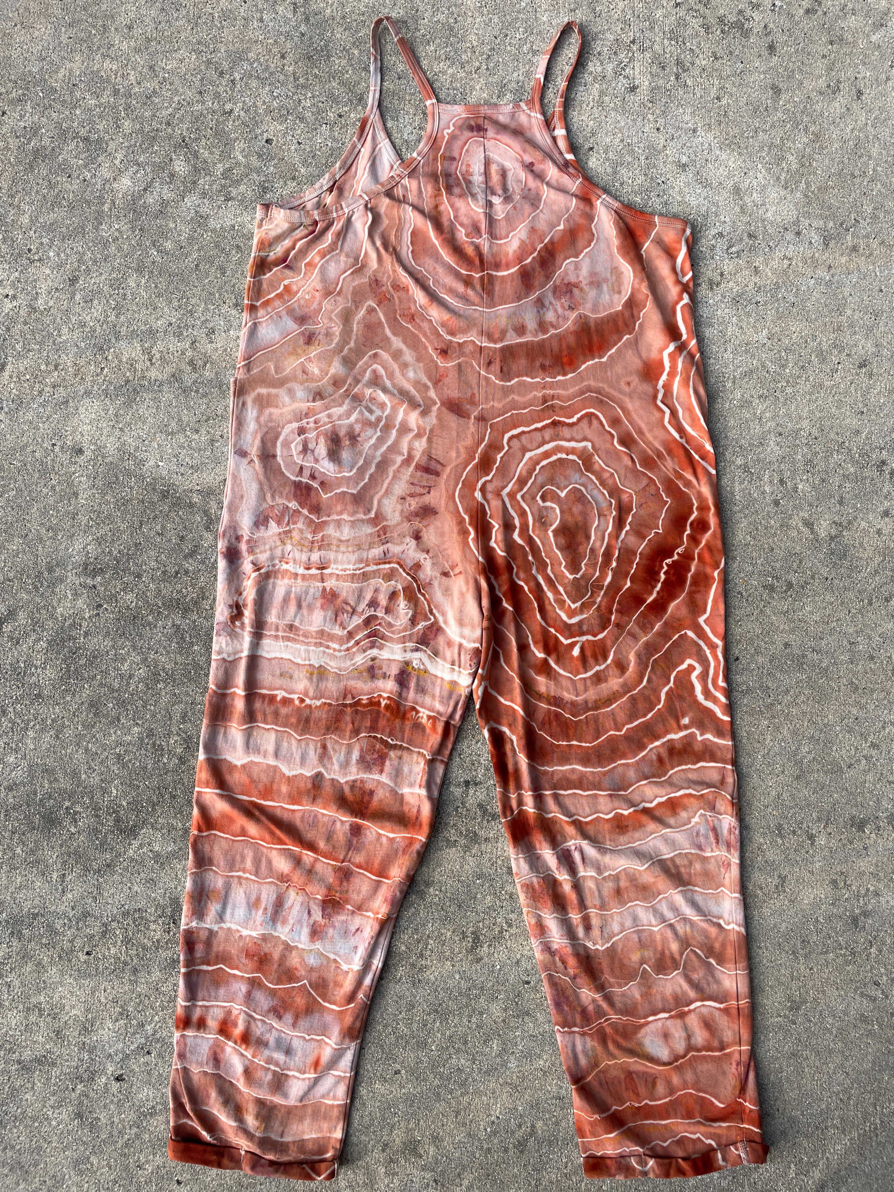 Sandstone Tie Dye Jumpsuit | Women's Size Small/Medium | Terracotta Earth Tones Geode Jumper
