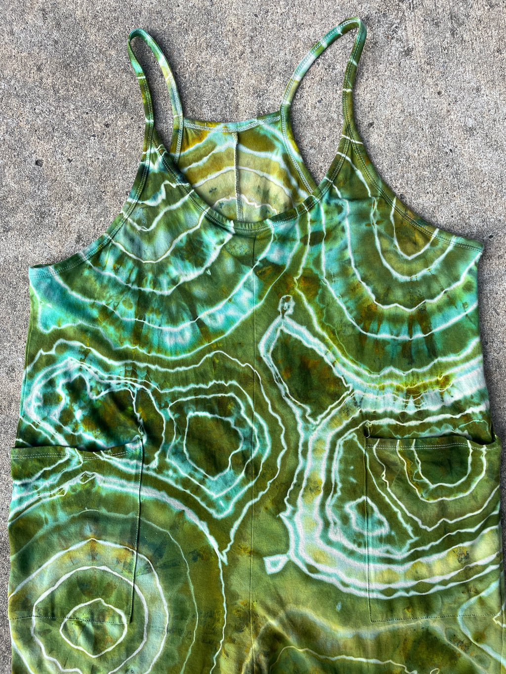 Groovy Green Tie Dye Jumpsuit | Women's Size Small/Medium | Green and Blue Geode Jumper