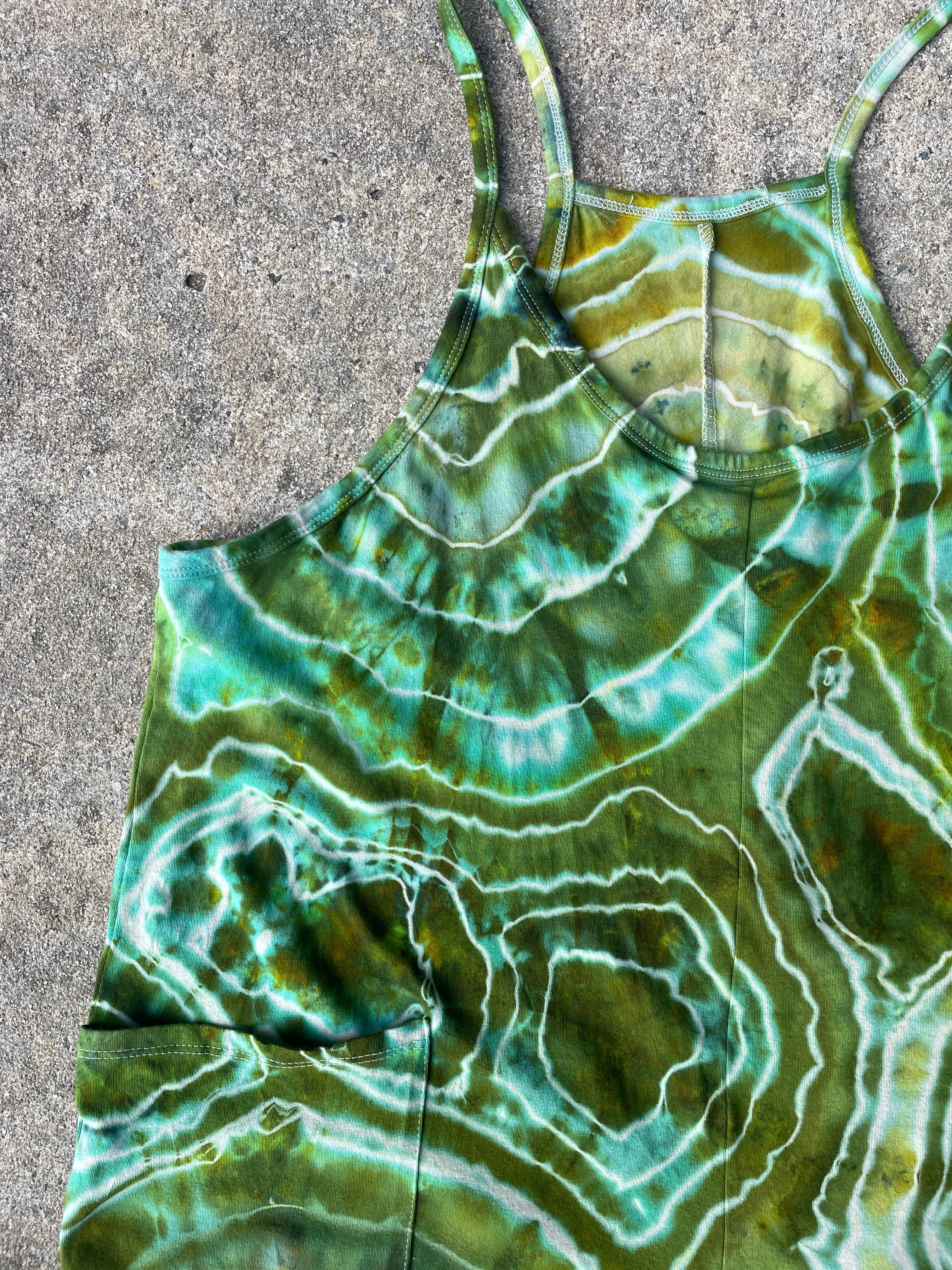 Groovy Green Tie Dye Jumpsuit | Women's Size Small/Medium | Green and Blue Geode Jumper