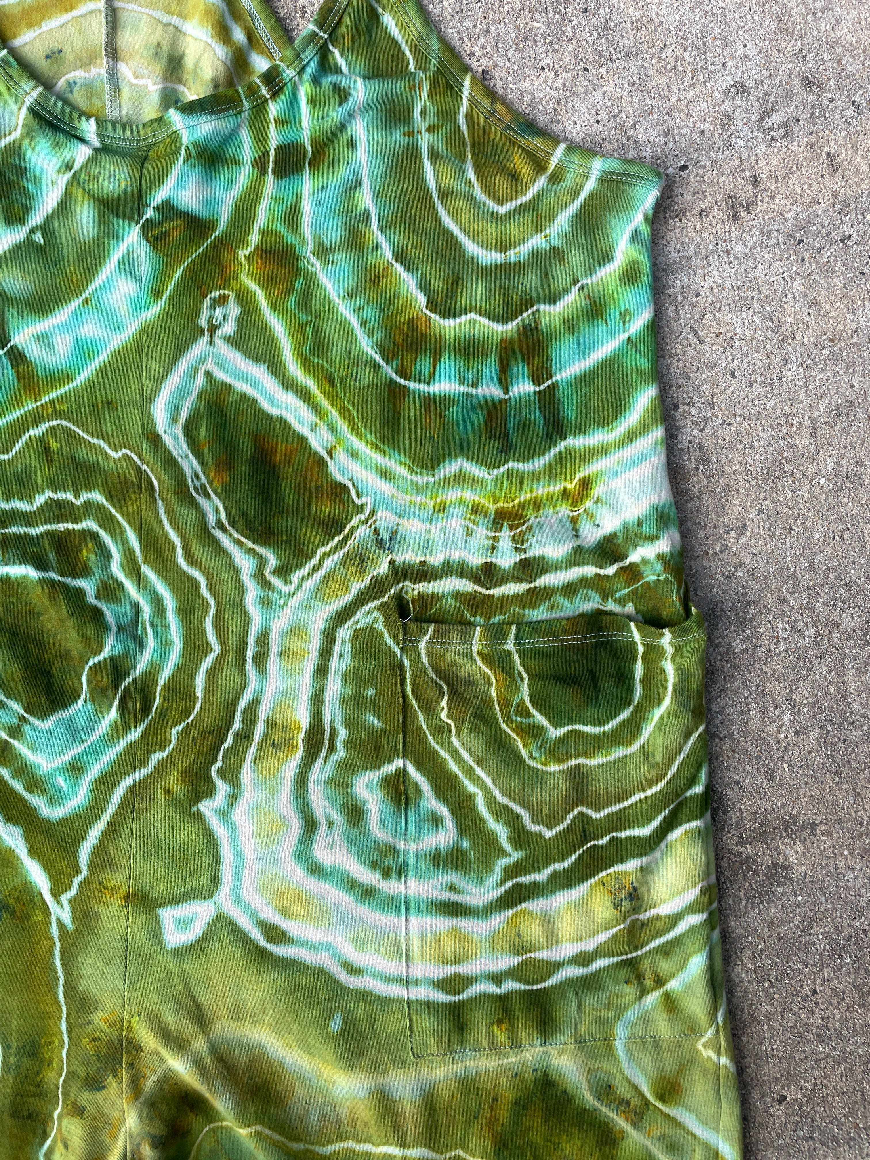 Groovy Green Tie Dye Jumpsuit | Women's Size Small/Medium | Green and Blue Geode Jumper