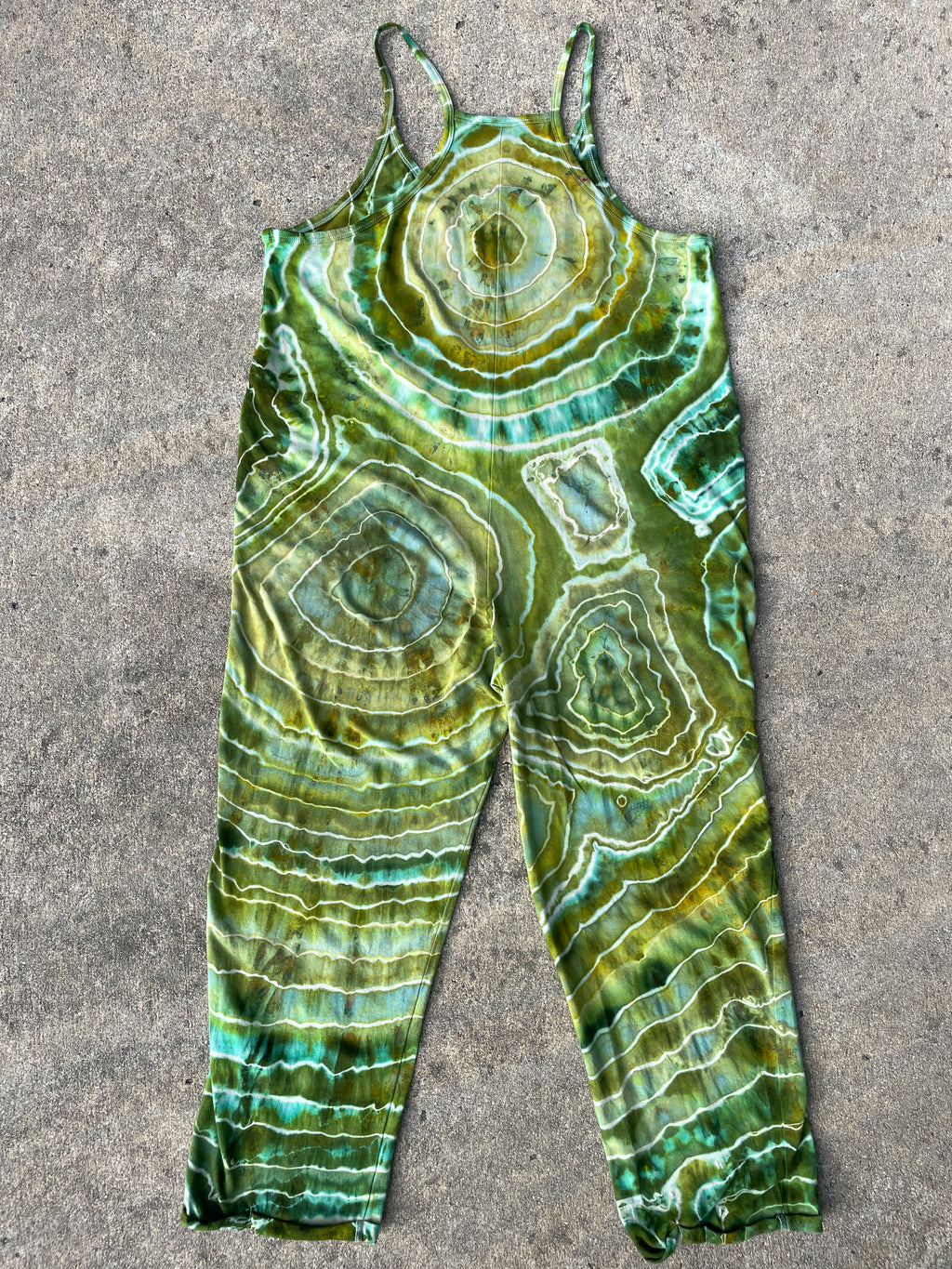 Groovy Green Tie Dye Jumpsuit | Women's Size Small/Medium | Green and Blue Geode Jumper