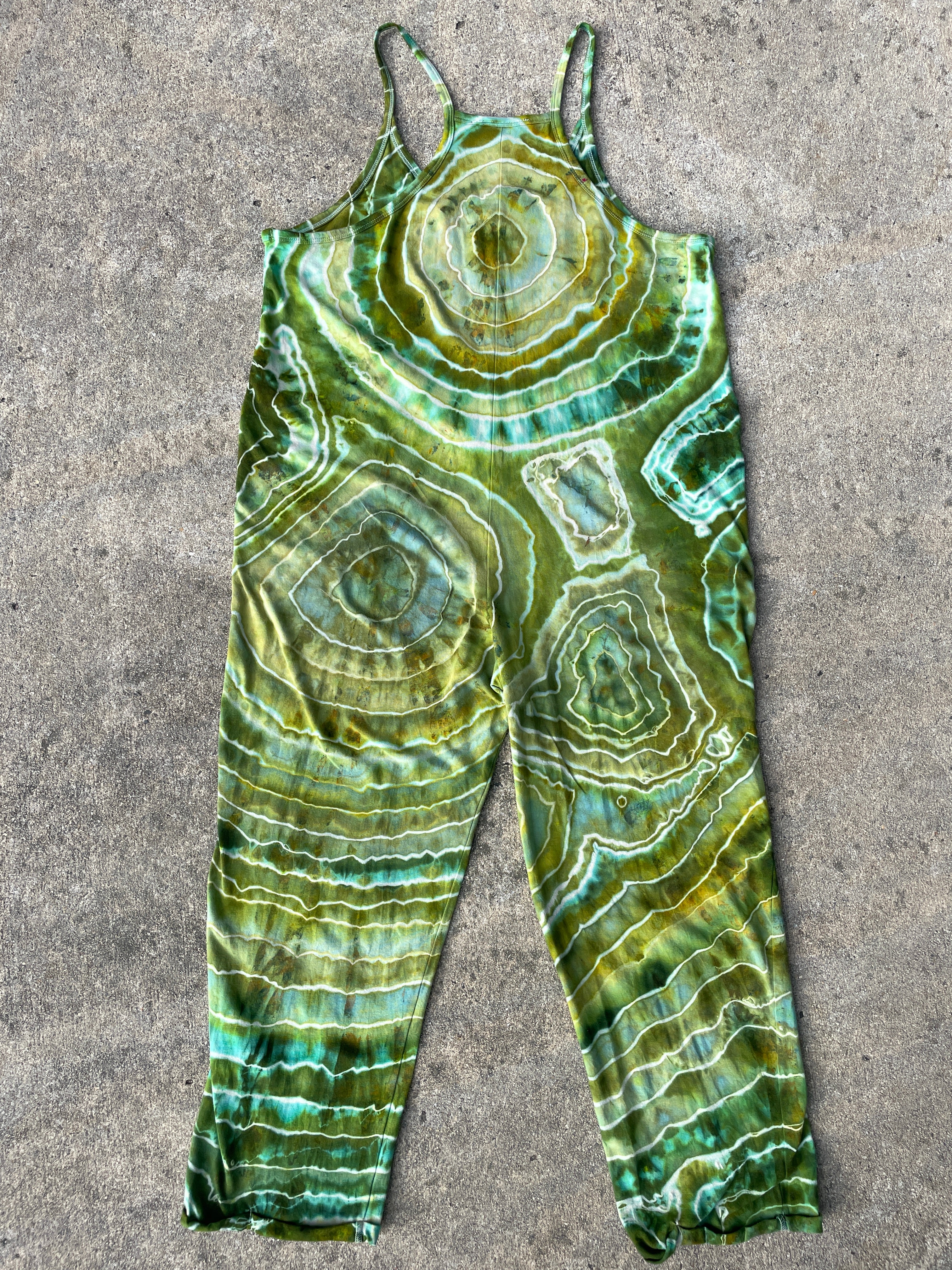 Groovy Green Tie Dye Jumpsuit | Women's Size Small/Medium | Green and Blue Geode Jumper