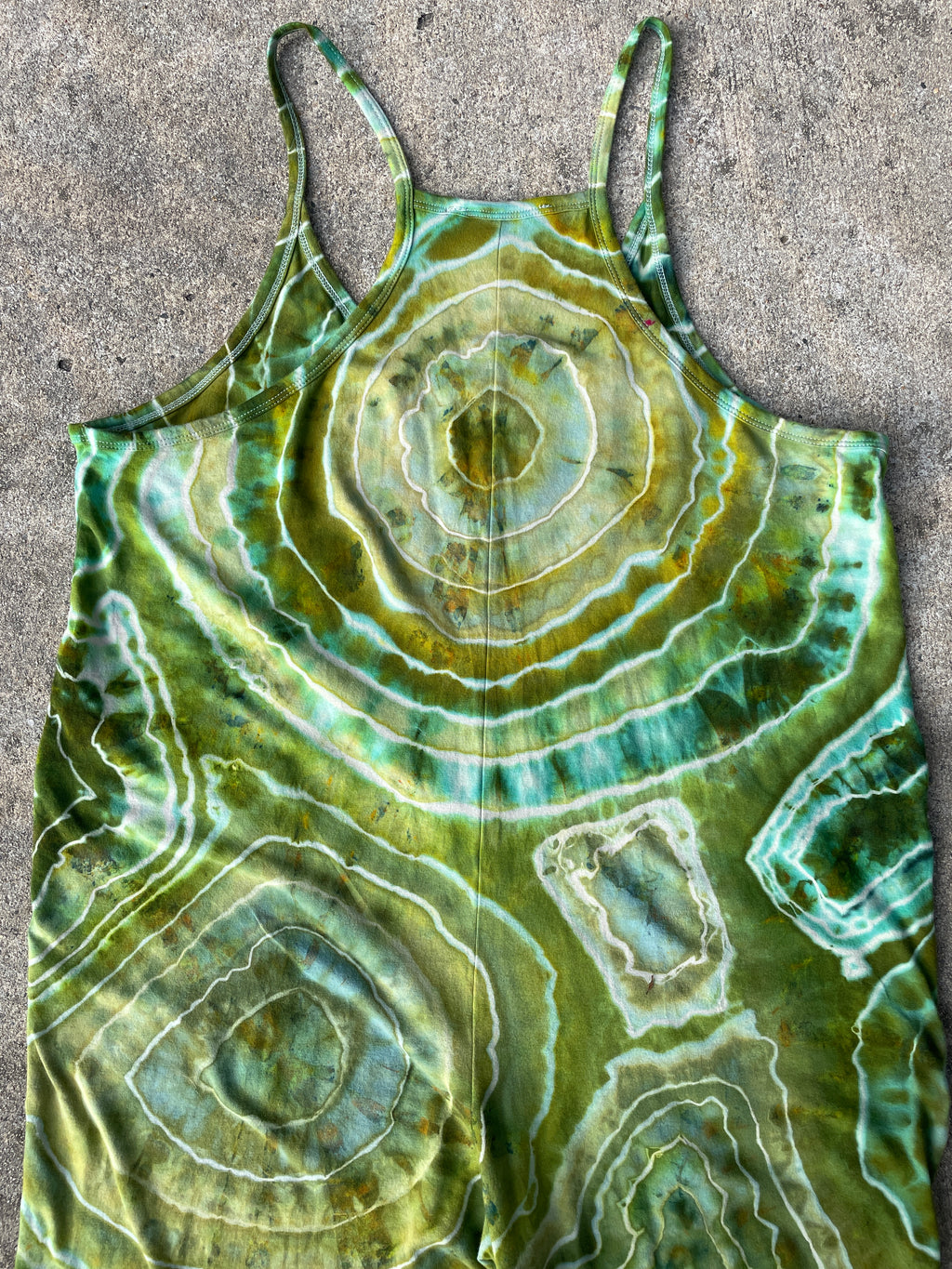 Groovy Green Tie Dye Jumpsuit | Women's Size Small/Medium | Green and Blue Geode Jumper