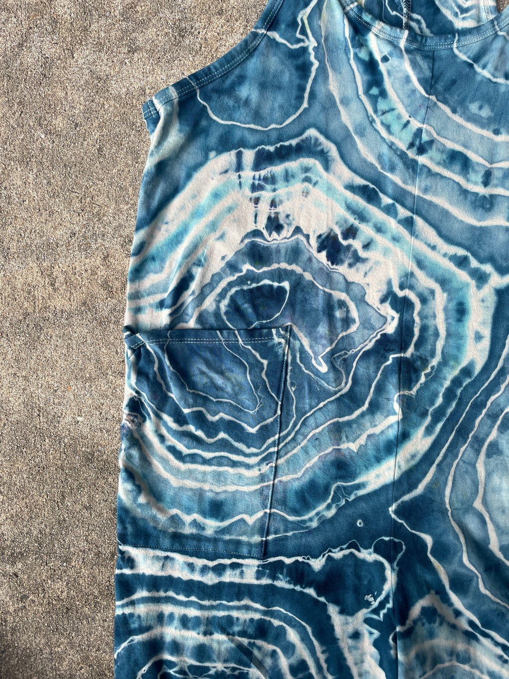 Blue Waves Tie Dye Jumpsuit | Women's Size Small/Medium | Blue and White Geode Jumper