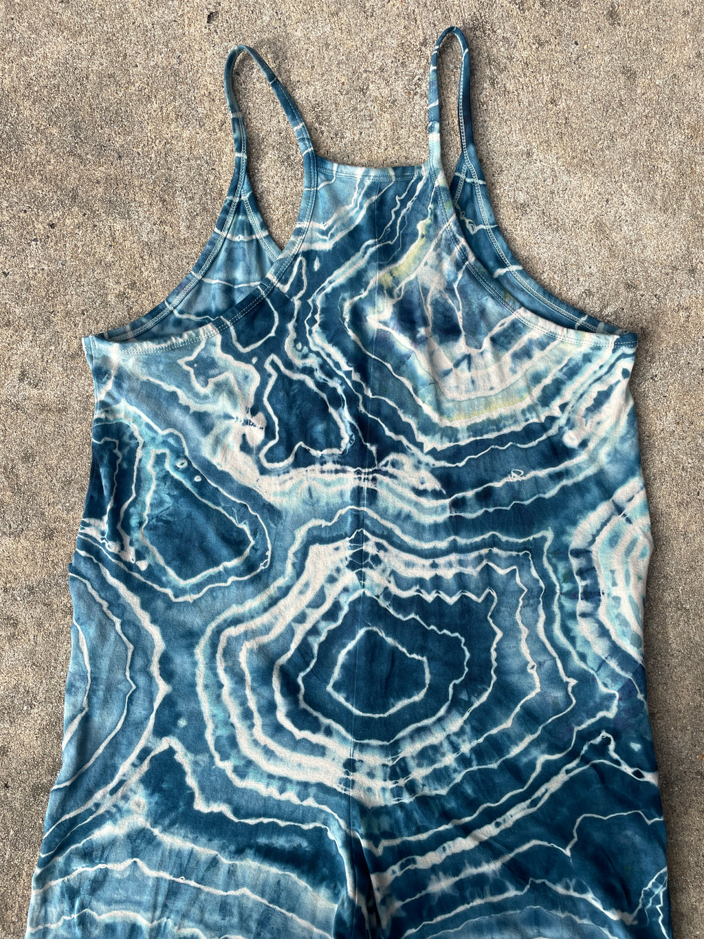 Blue Waves Tie Dye Jumpsuit | Women's Size Small/Medium | Blue and White Geode Jumper