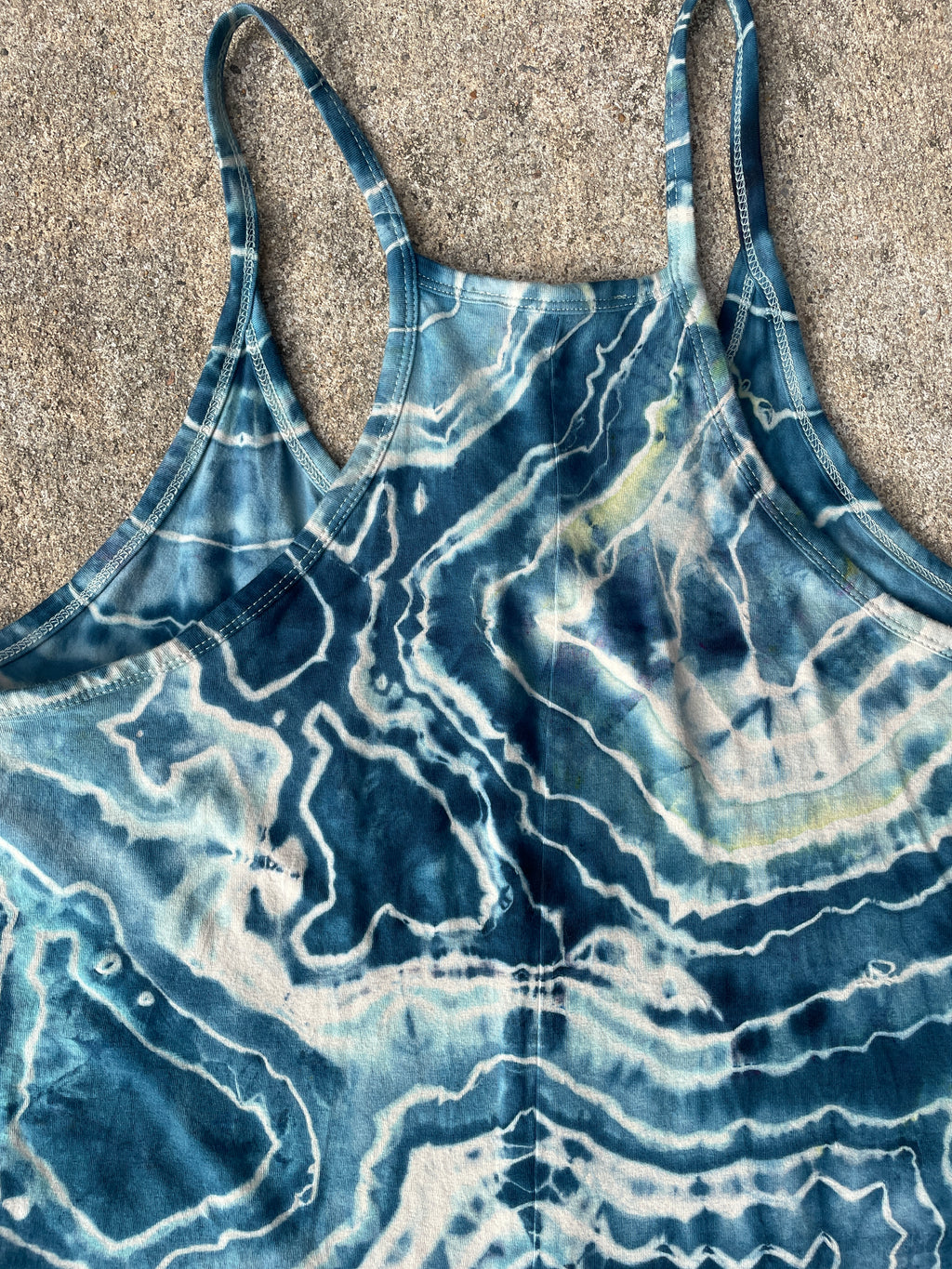 Blue Waves Tie Dye Jumpsuit | Women's Size Small/Medium | Blue and White Geode Jumper