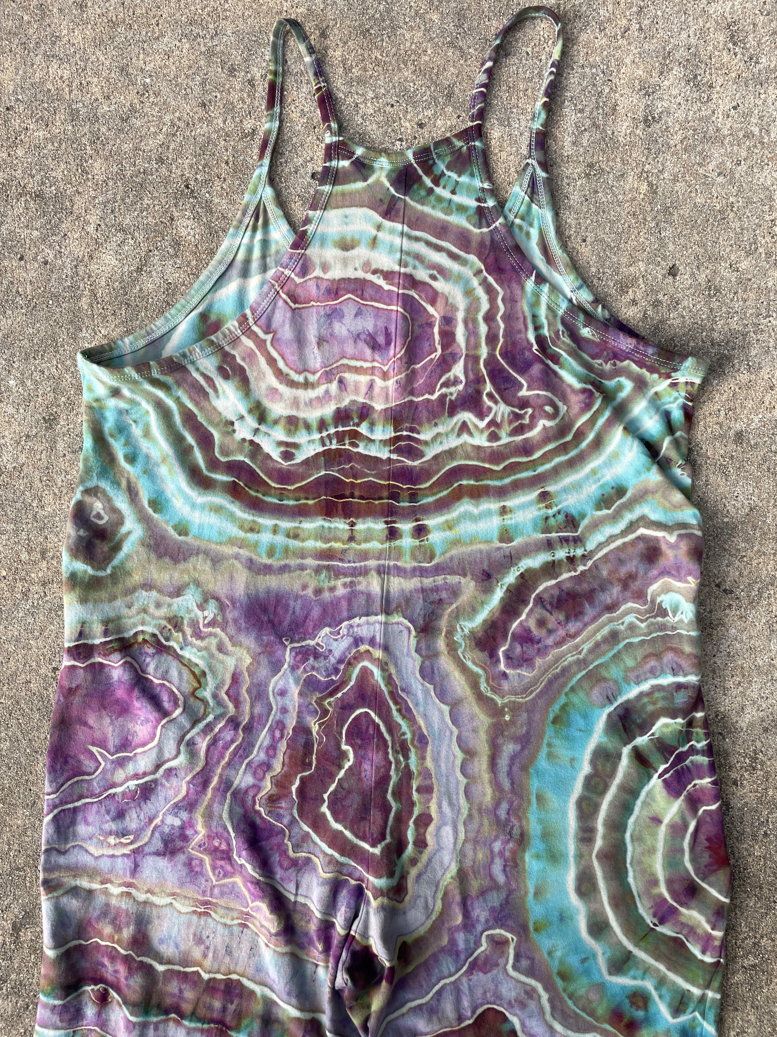 Mood Ring Tie Dye Jumpsuit | Women's Size Small/Medium | Purple and Blue Geode Jumper