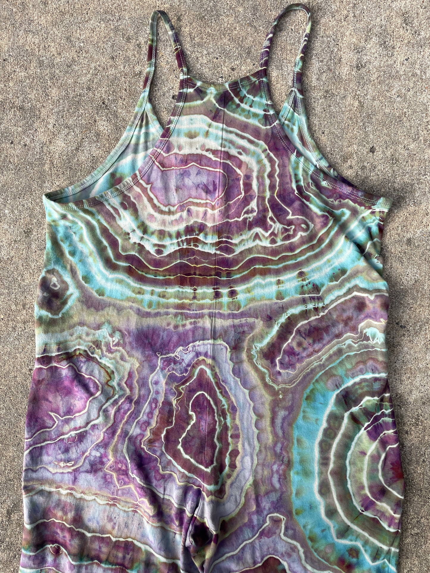Mood Ring Tie Dye Jumpsuit | Women's Size Small/Medium | Purple and Blue Geode Jumper