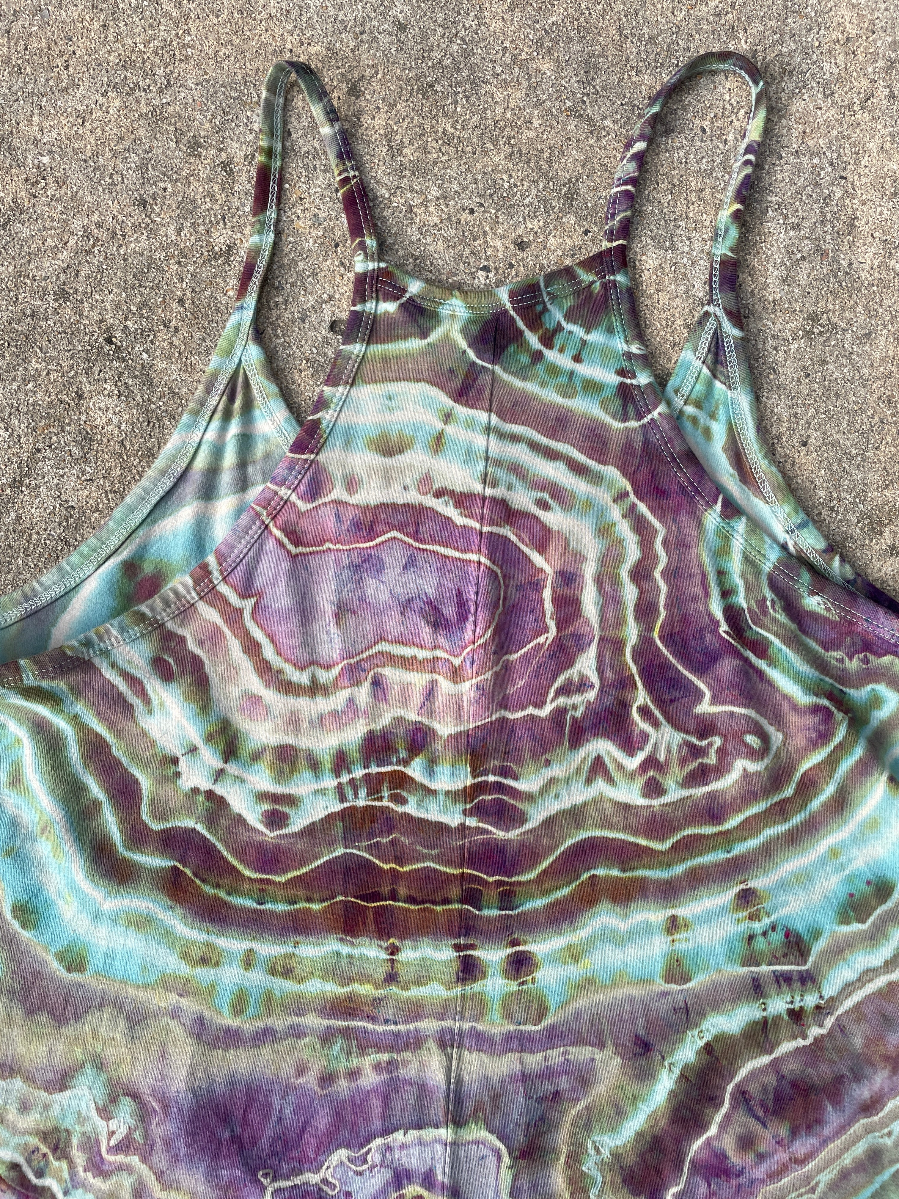 Mood Ring Tie Dye Jumpsuit | Women's Size Small/Medium | Purple and Blue Geode Jumper