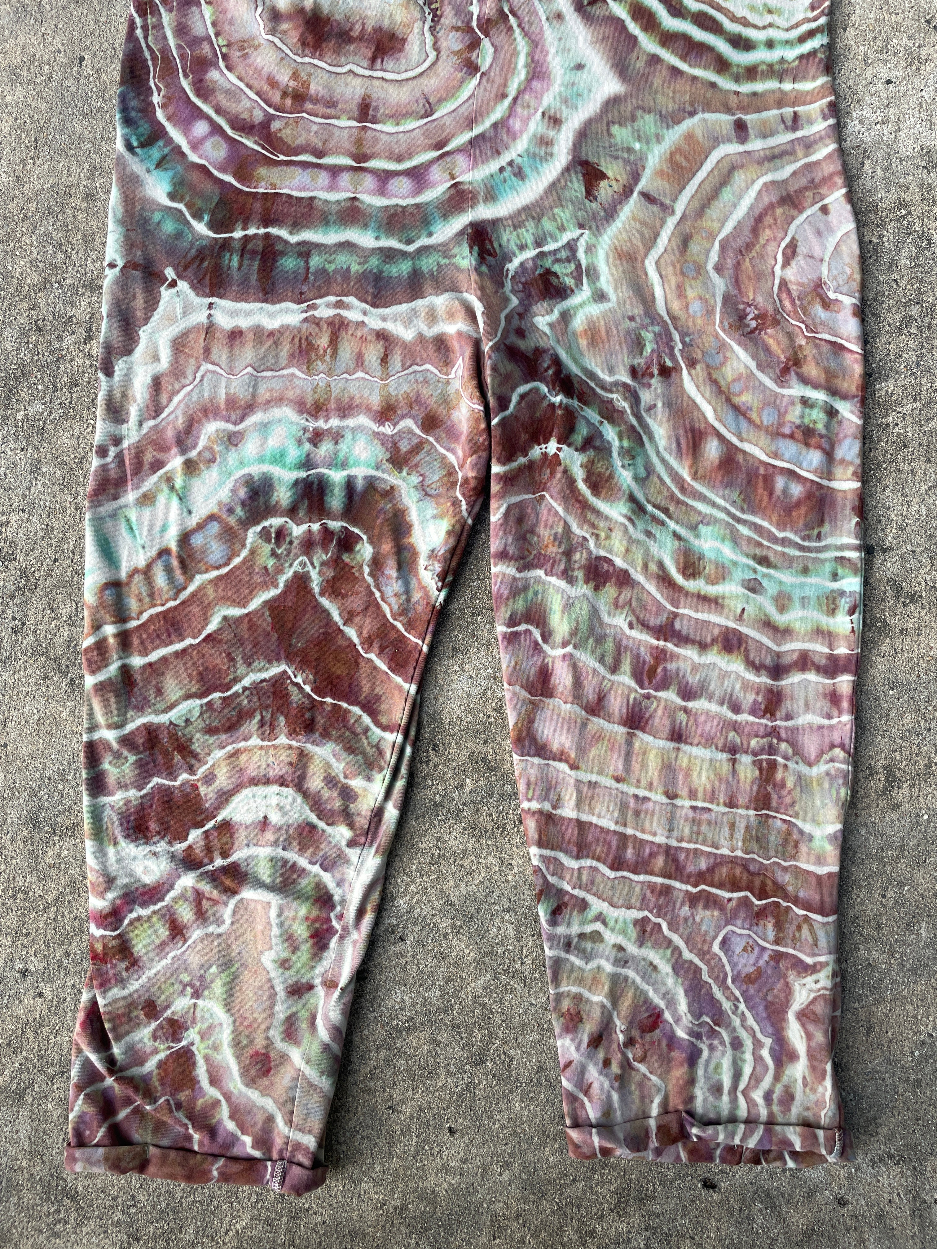 Mellow Mushroom Tie Dye Jumpsuit | Women's Size Small/Medium | Pink and Blue Geode Jumper