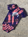 Largemouth Bass Pink & Black Tie Dye Baby Onesie | Size 12 MO