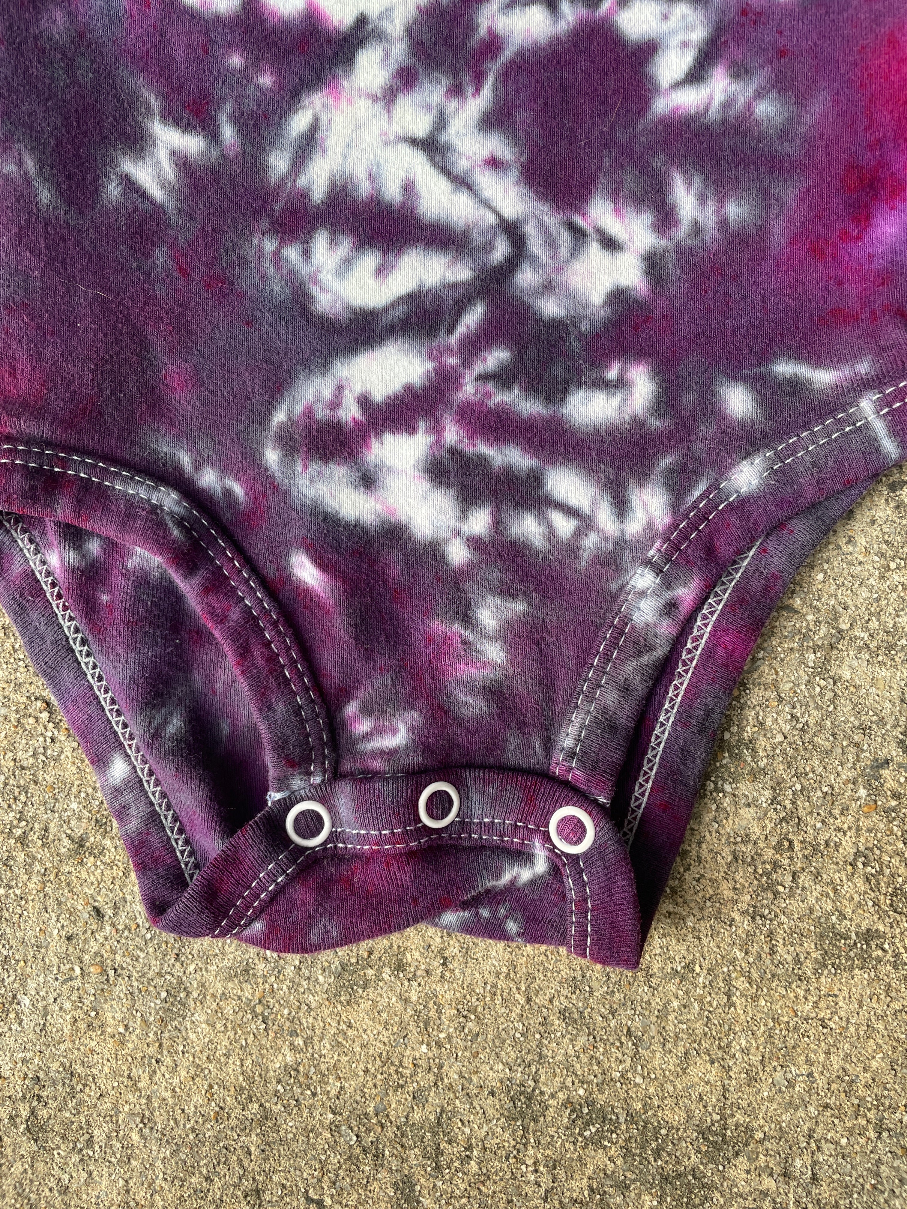 Largemouth Bass Purple & Gray Tie Dye Baby Onesie | Size 6-9 MO