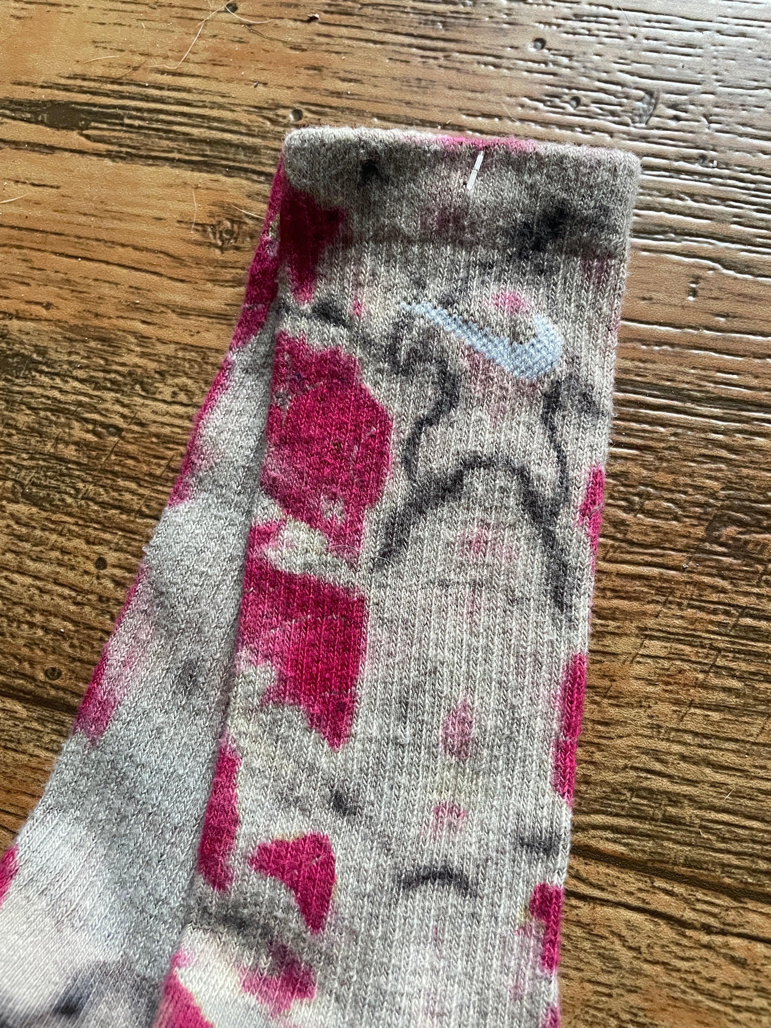 Pink and Black Acid Dye Socks | One-of-a-Kind Nike Dri-FIT Everyday Plus Training Socks | Size Medium (Men's 6-8/Women's 6-10)