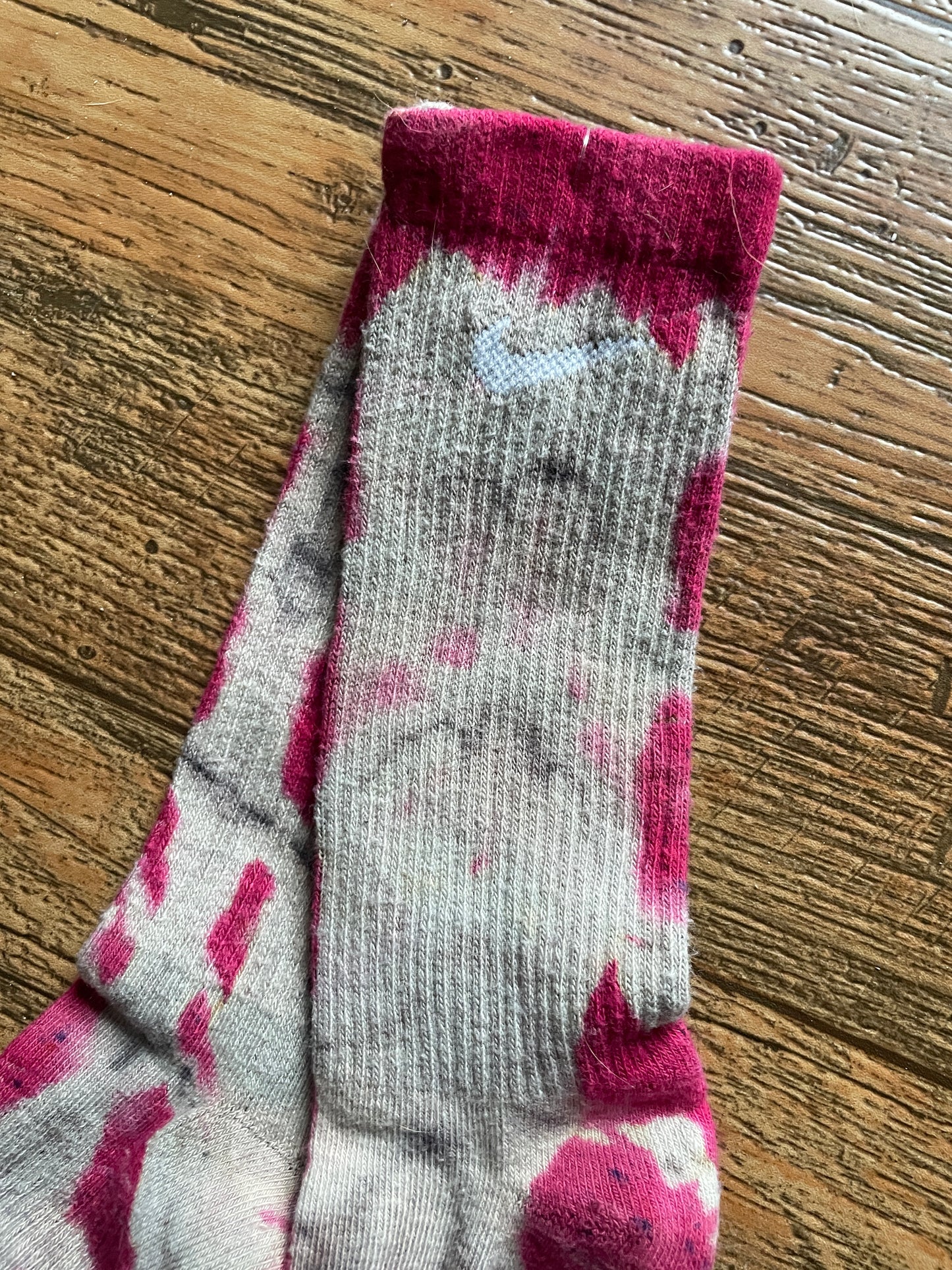 Pink and Black Acid Dye Socks | One-of-a-Kind Nike Dri-FIT Everyday Plus Training Socks | Size Medium (Men's 6-8/Women's 6-10)