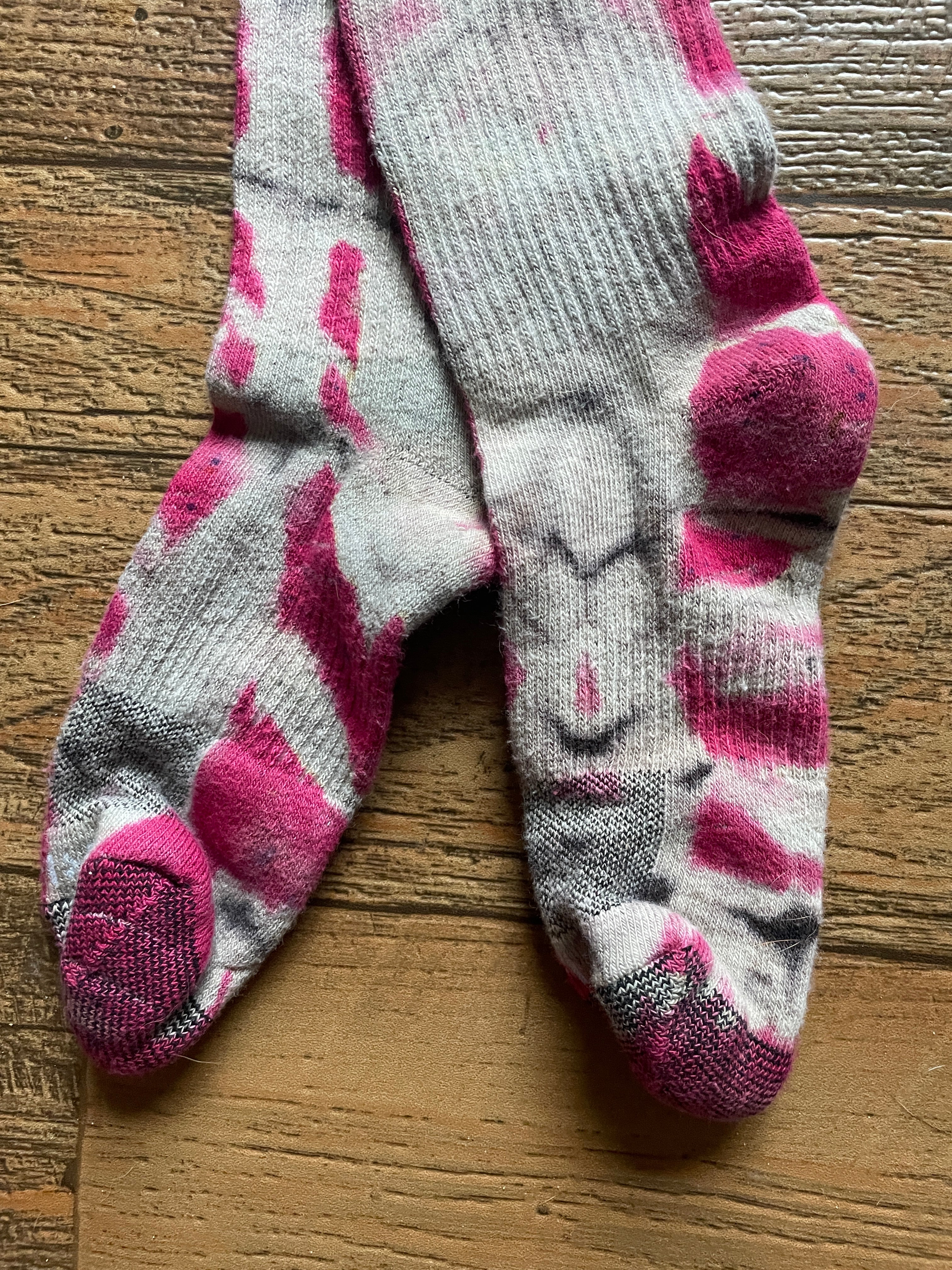 Pink and Black Acid Dye Socks | One-of-a-Kind Nike Dri-FIT Everyday Plus Training Socks | Size Medium (Men's 6-8/Women's 6-10)