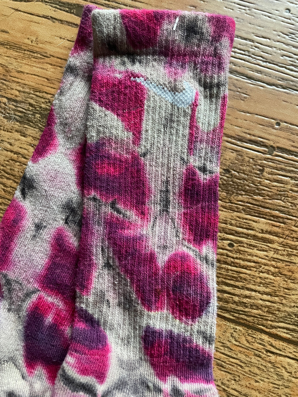 Pink, Purple, and Black Acid Dye Socks | One-of-a-Kind Nike Dri-FIT Everyday Plus Training Socks | Size Medium (Men's 6-8/Women's 6-10)