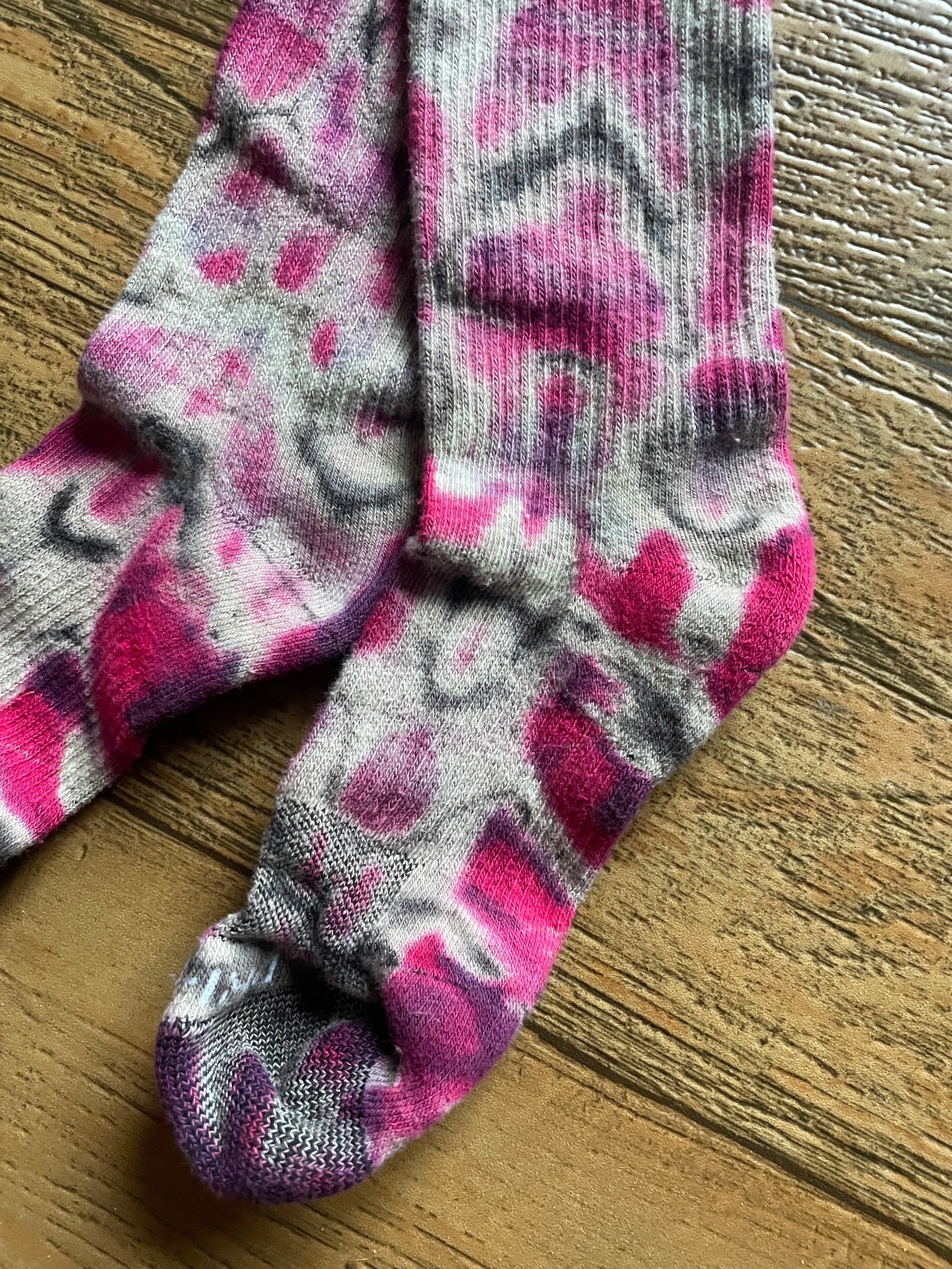 Pink, Purple, and Black Acid Dye Socks | One-of-a-Kind Nike Dri-FIT Everyday Plus Training Socks | Size Medium (Men's 6-8/Women's 6-10)