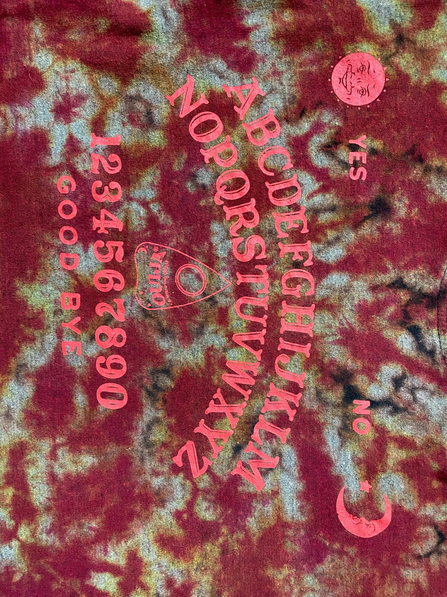 Women's Small Ouija Board Reverse Tie Dye Short Sleeve T-Shirt