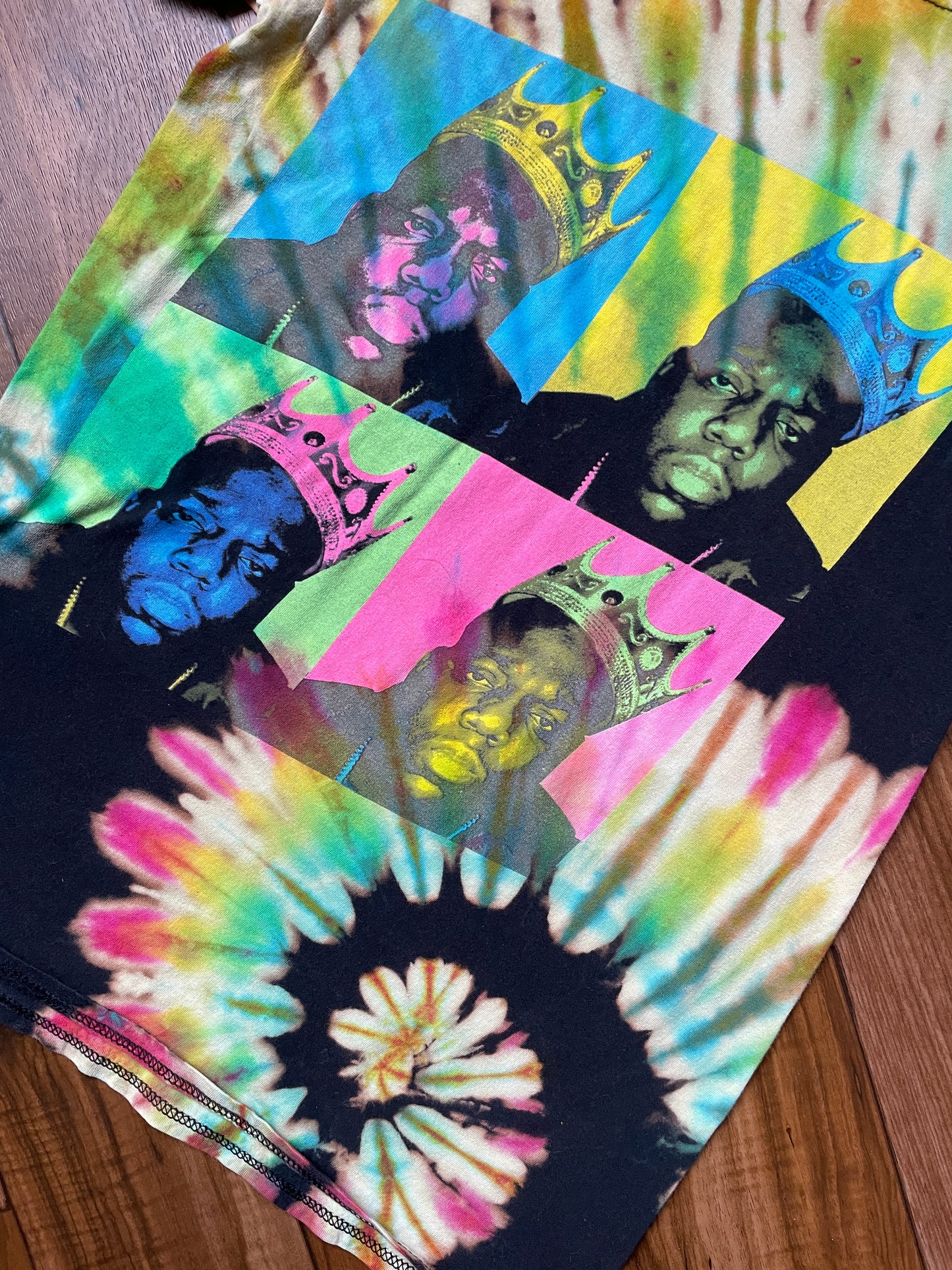 Women's Small Notorious B.I.G. Reverse Tie Dye Short Sleeve T-Shirt