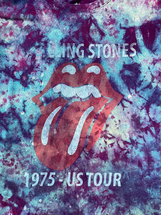 Women's Large The Rolling Stones Hot Lips Galaxy Ice Dye Tie Dye Short Sleeve T-Shirt