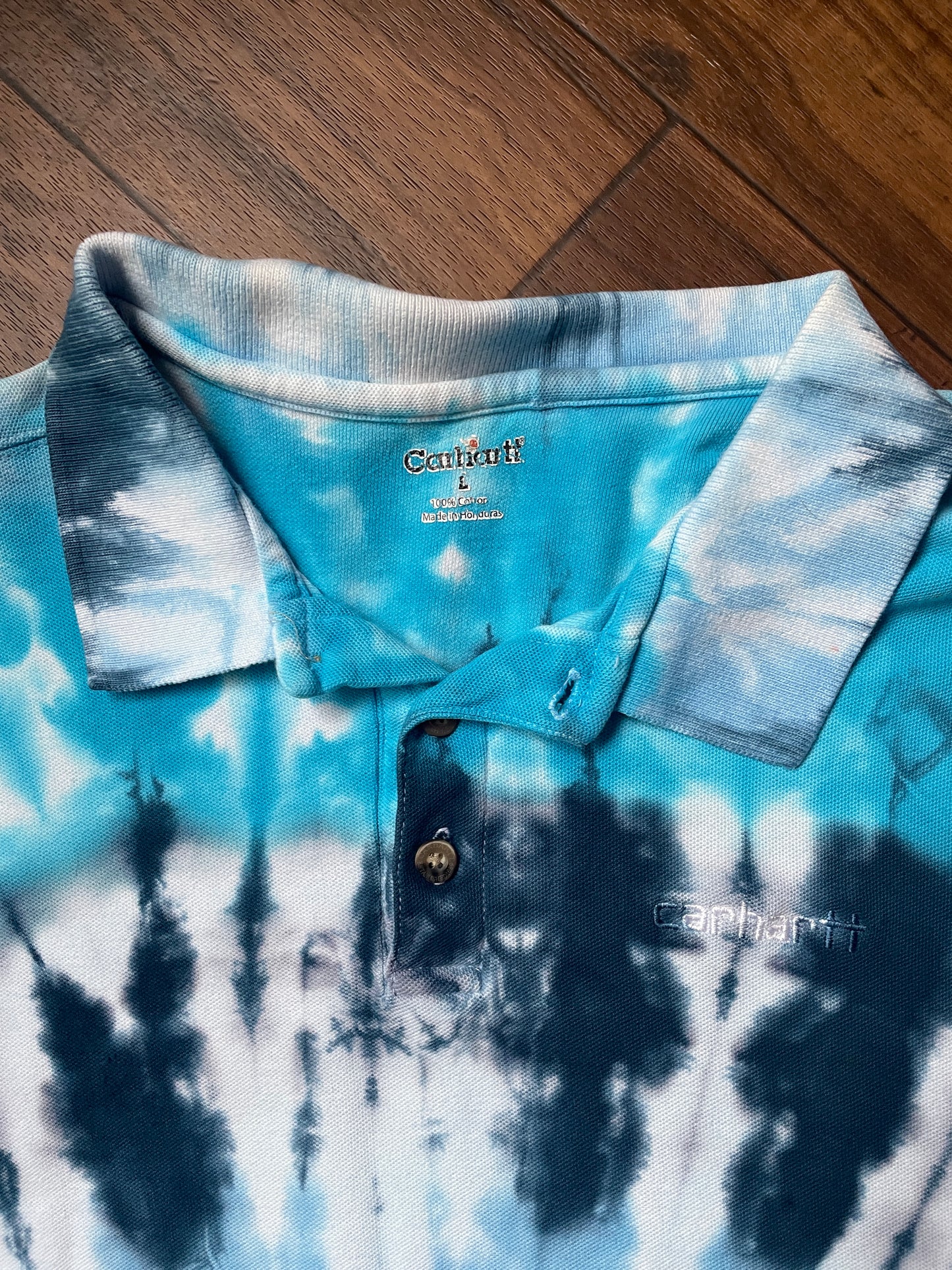 Men's Large Carhartt Spiral Tie Dye Short Sleeve Polo Shirt