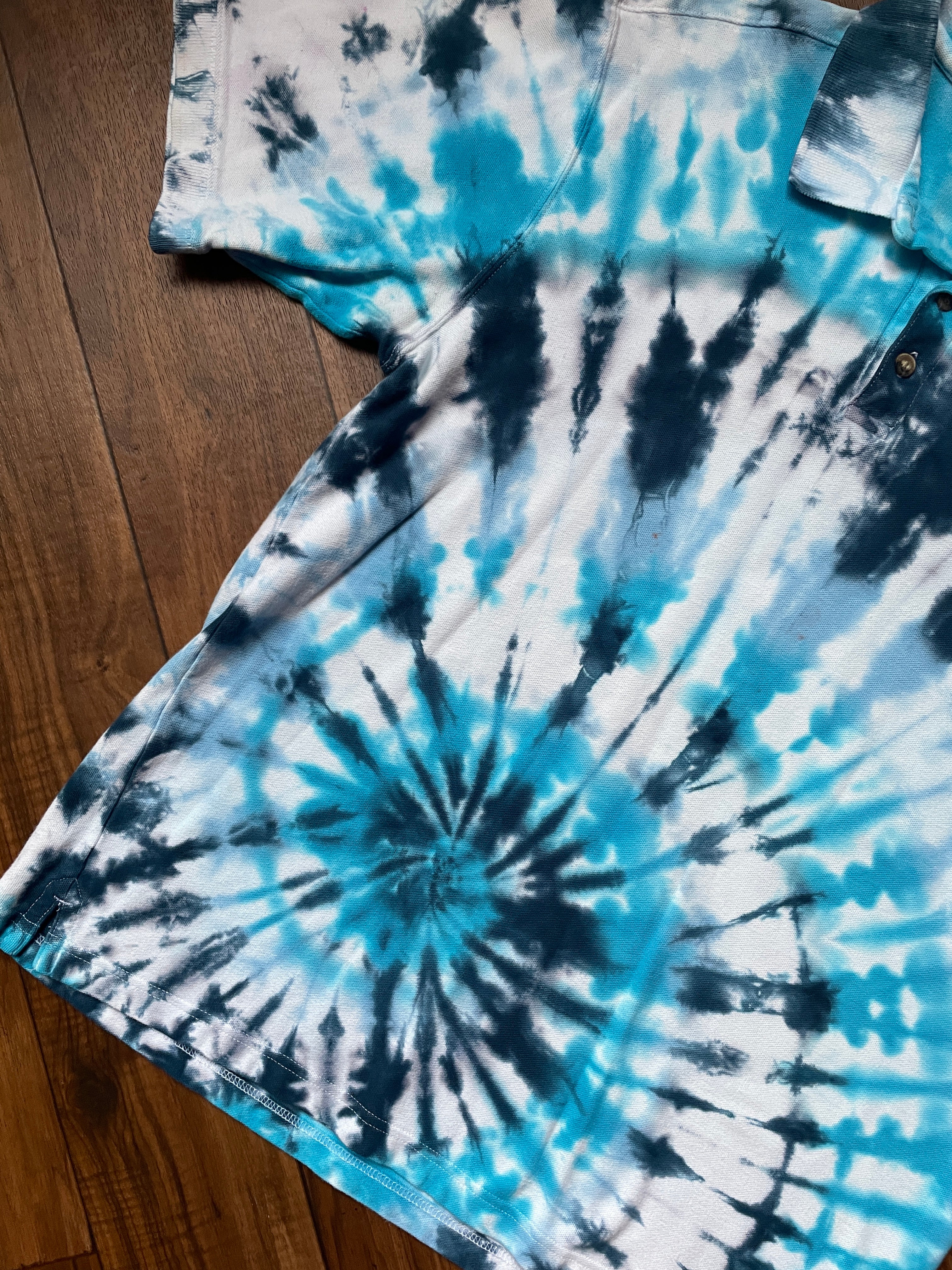 Men's Large Carhartt Spiral Tie Dye Short Sleeve Polo Shirt